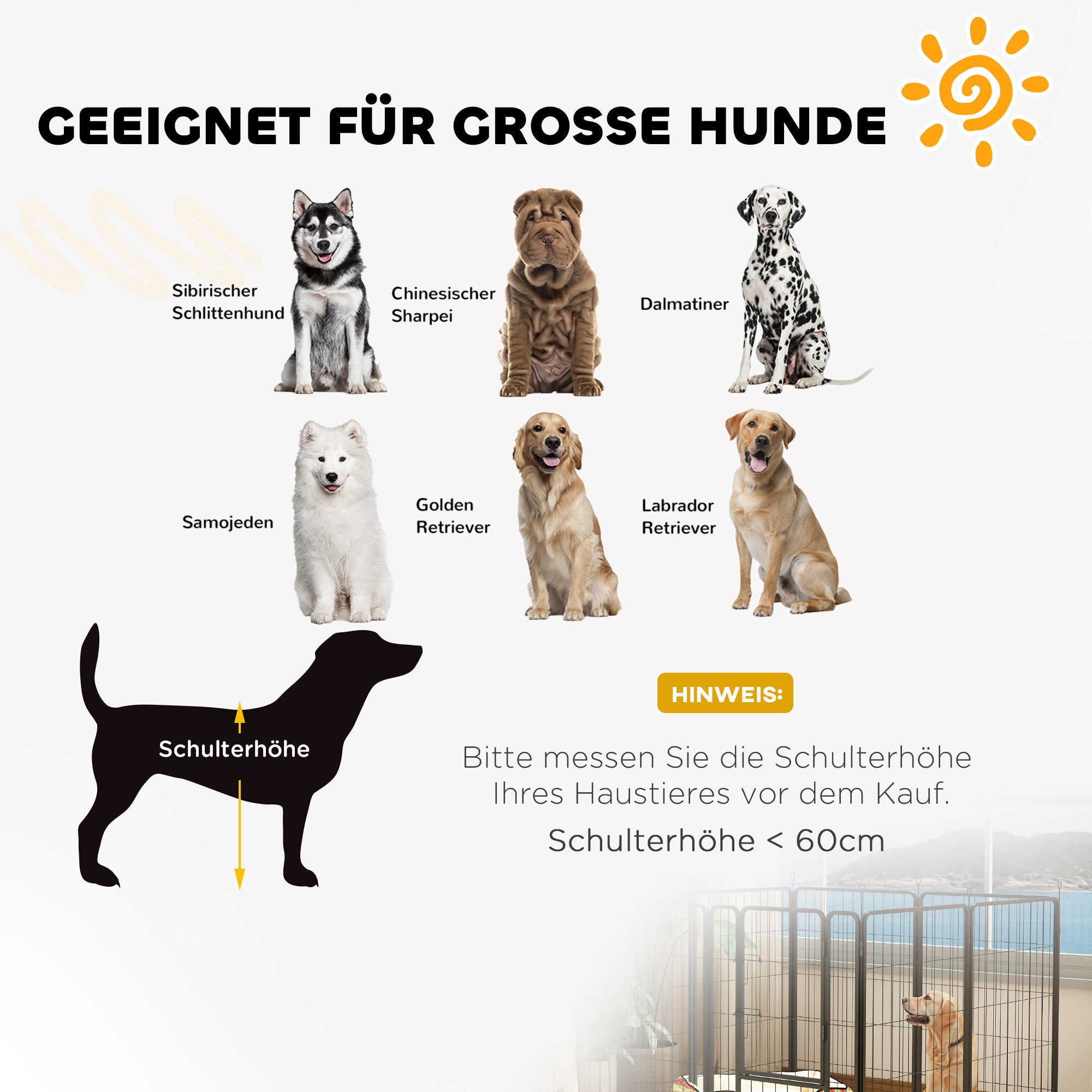 PawHut Welpenlaufstall 8-eckig Welpenauslauf mit 8 Gitterplatten Tür Erdspießen flexibel faltbar 100cm hoch