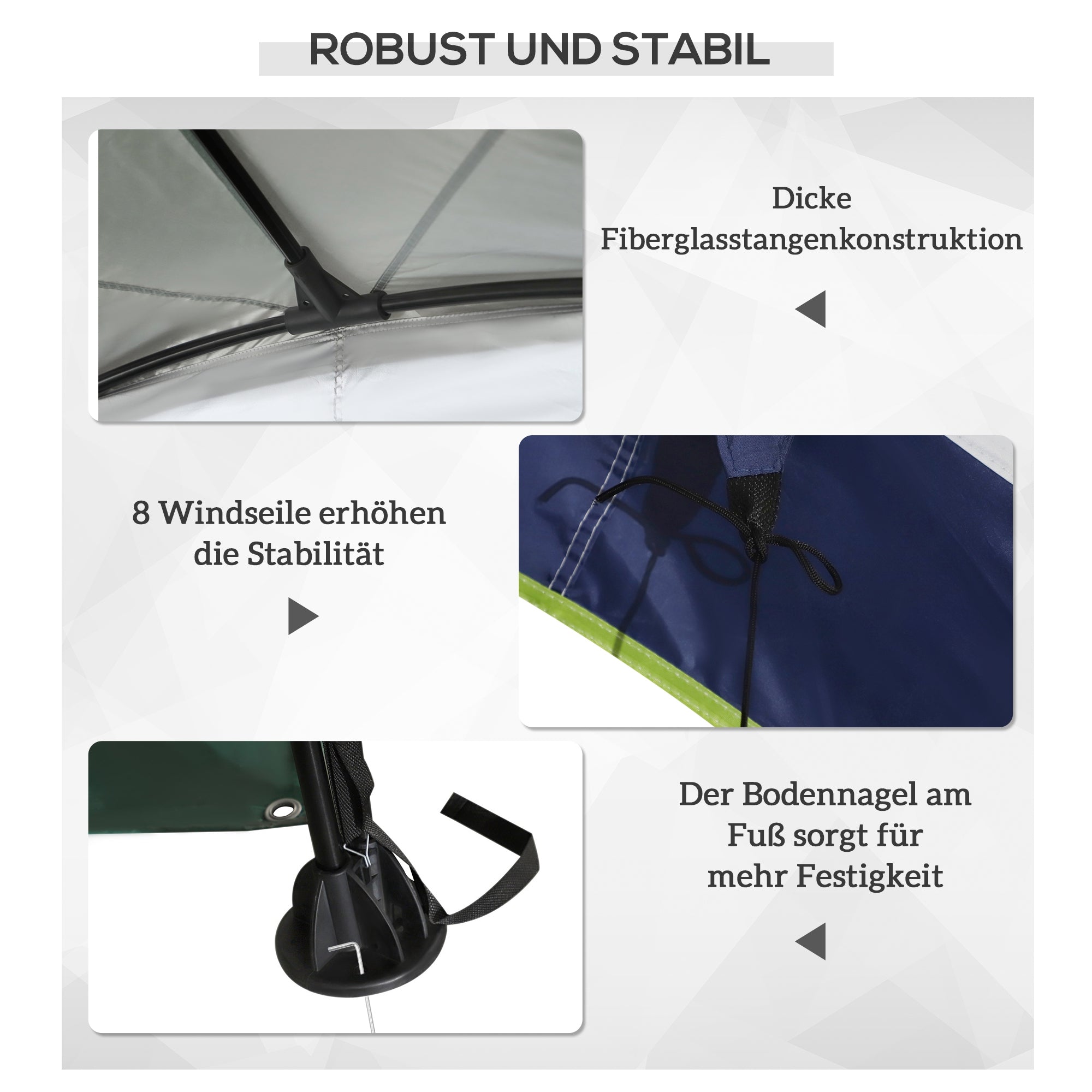 Outsunny Garten Pavillon Gartenzelt Festzelt Partyzelt Sonnenschutz wetterfest Metallstange + Polyester Cremeweiß + Blau 4 x 4 x 2,5 m