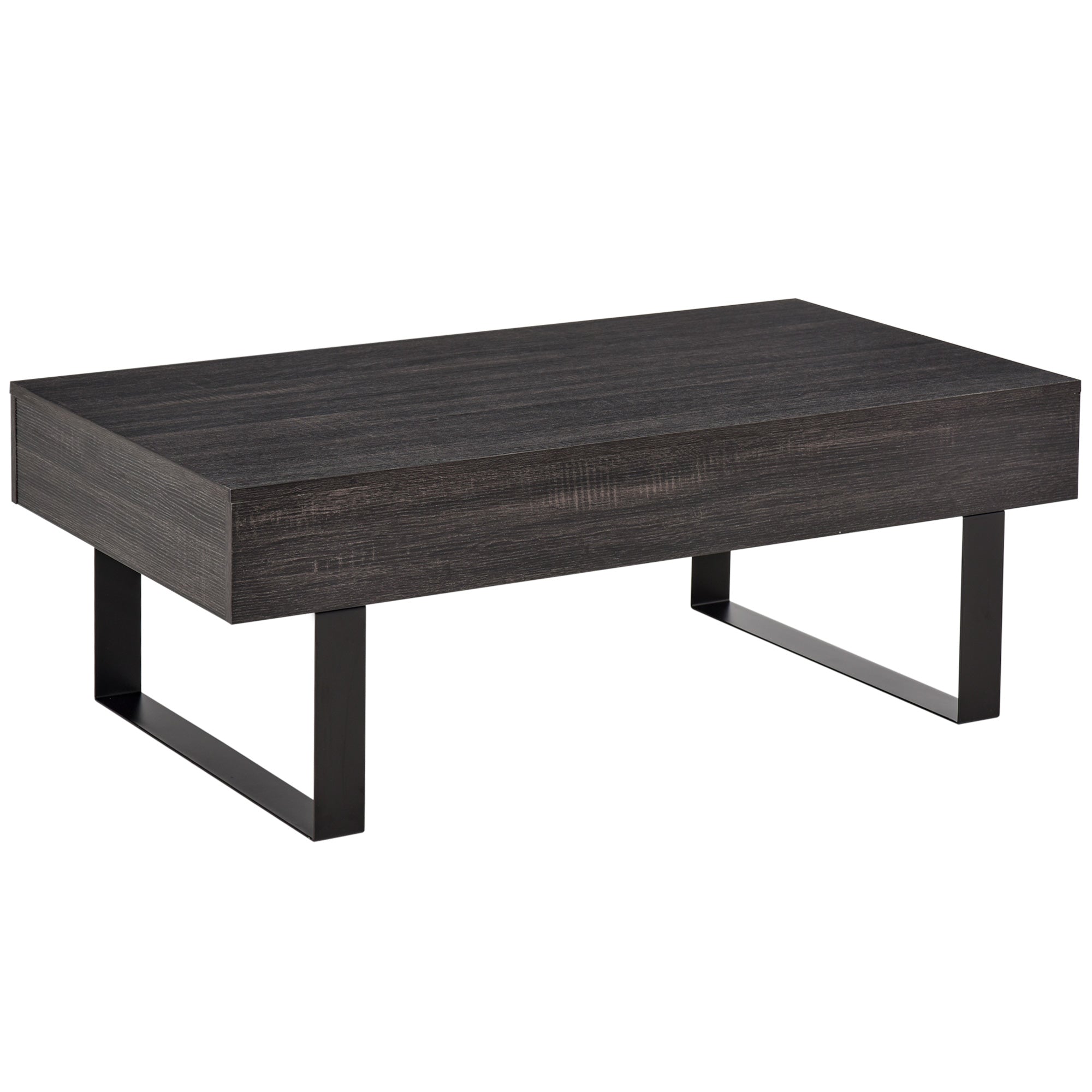 HOMCOM Couchtisch Wohnzimmertisch mit Schublade Modern Sofatisch mit Metallrahmen Beistelltisch Kaffeetisch für Wohnzimmer 110 x 60 x 40 cm, Dunkelgrau