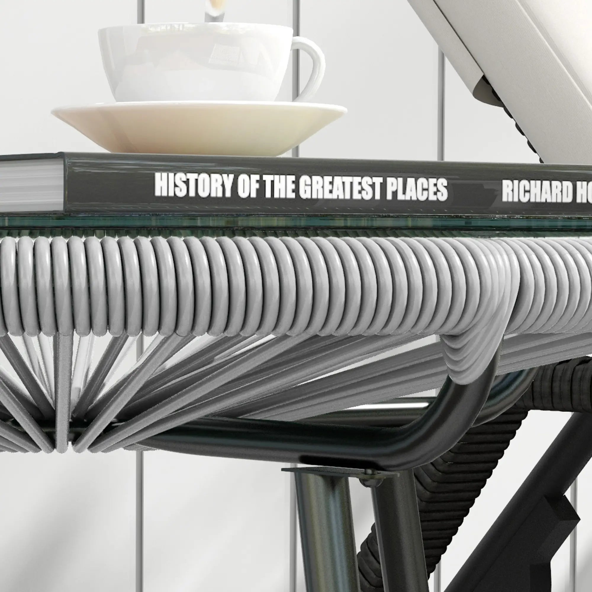 Outsunny Rattan Beistelltisch rund Schwarz+Grau