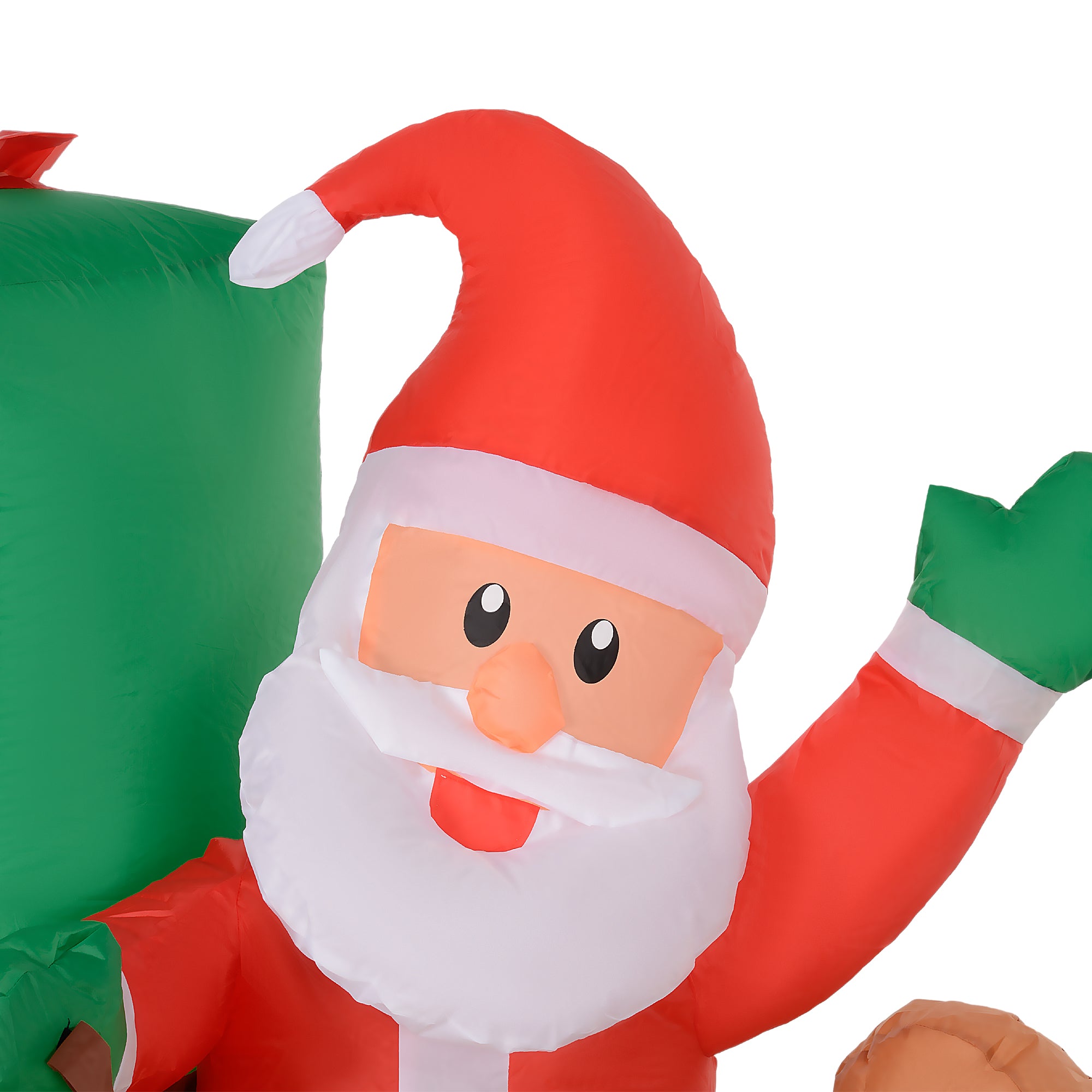 Outsunny Weihnachtsmann mit Schlitten & Rentier, aufblasbar, weiße LED-Beleuchtung, 210 x 80 x 140 cm