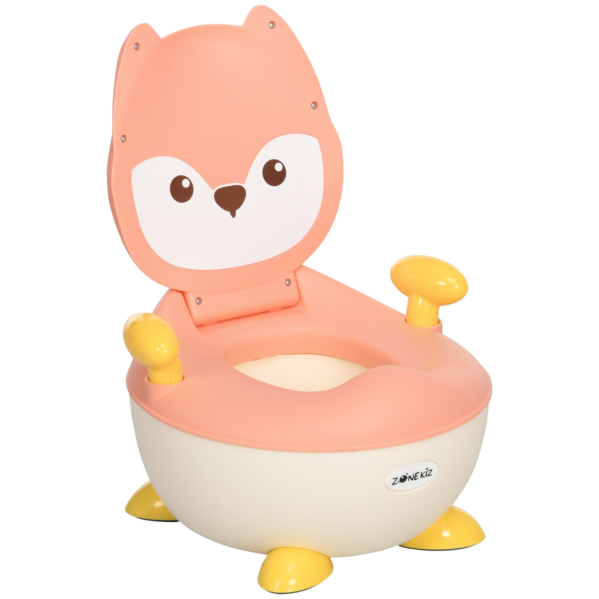 ZONEKIZ Töpfchen für Kinder 0,5 bis 3 Jahre, rutschfest, Innentopf, Spritzschutz, Fuchs-Design, 34,5 x 35 x 23 cm