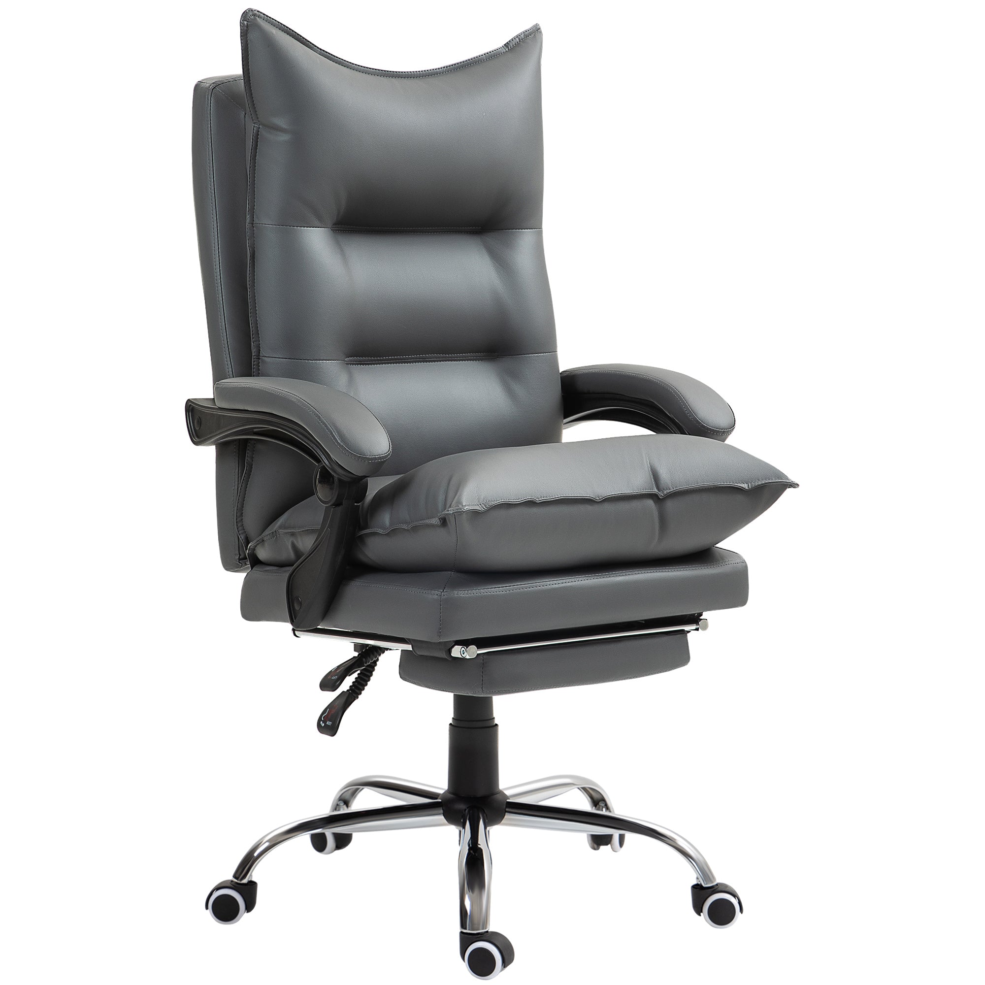 Vinsetto Ergonomischer Bürostuhl, verstellbare Sitzhöhe, neigbare Rückenlehne, Kunstleder, Dunkelgrau