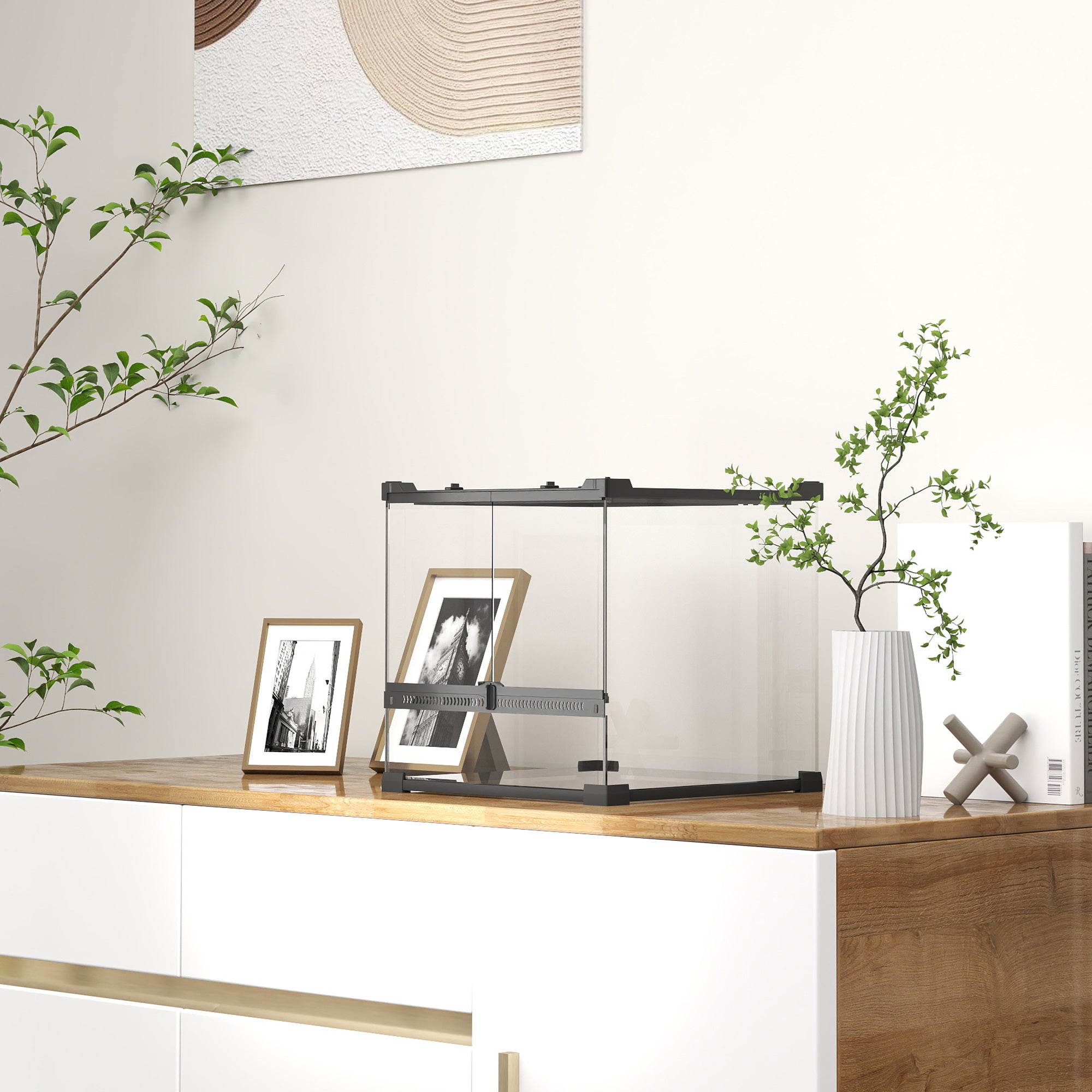 PawHut Glas-Terrarium für Reptilien, erhöhter & wasserdichter Boden, Knopfschloss