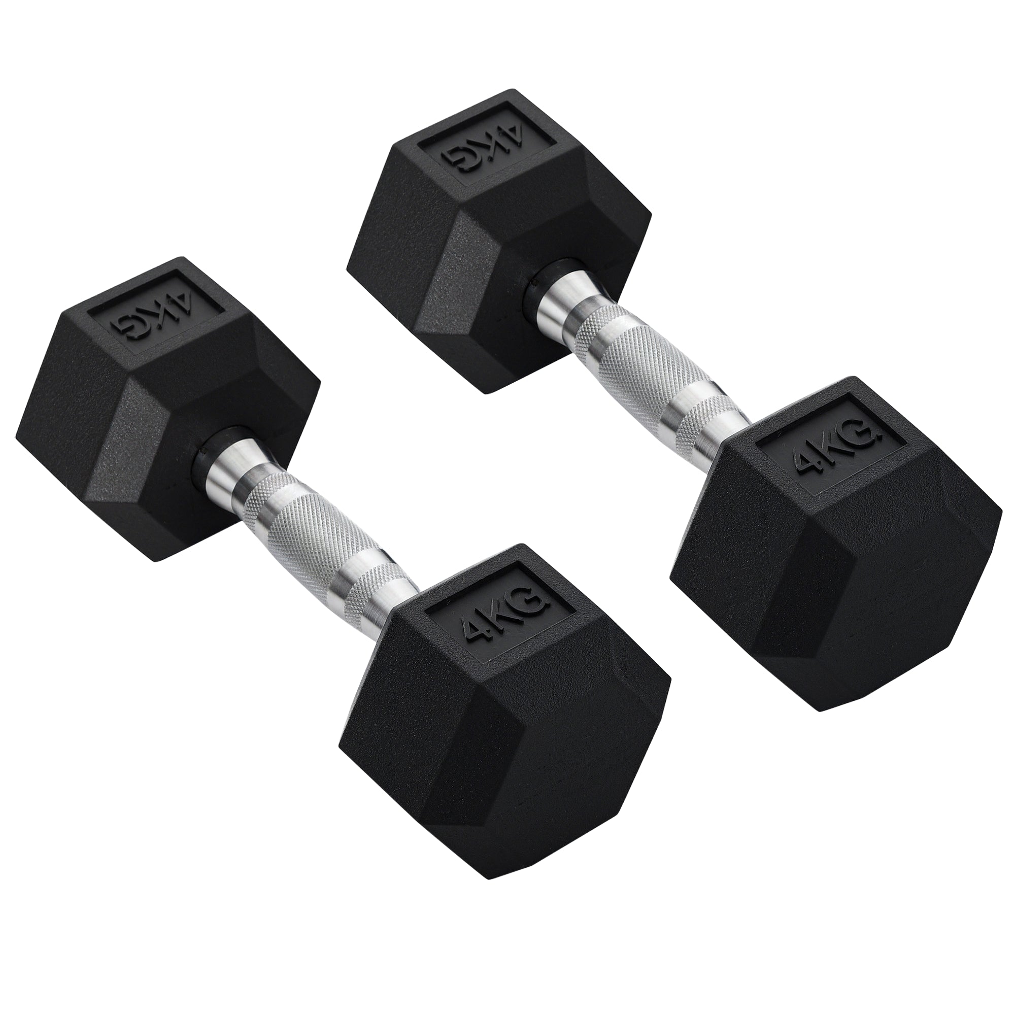 HOMCOM Hantelset, 2er Set Hanteln mit gerändeltem Griff, Kurzhantelset aus Gusseisen, 2 x 4 kg, Kurzhanteln für Männer und Frauen, Dumbbell Set für Zuhause, Fitnessstudio, Krafttraining