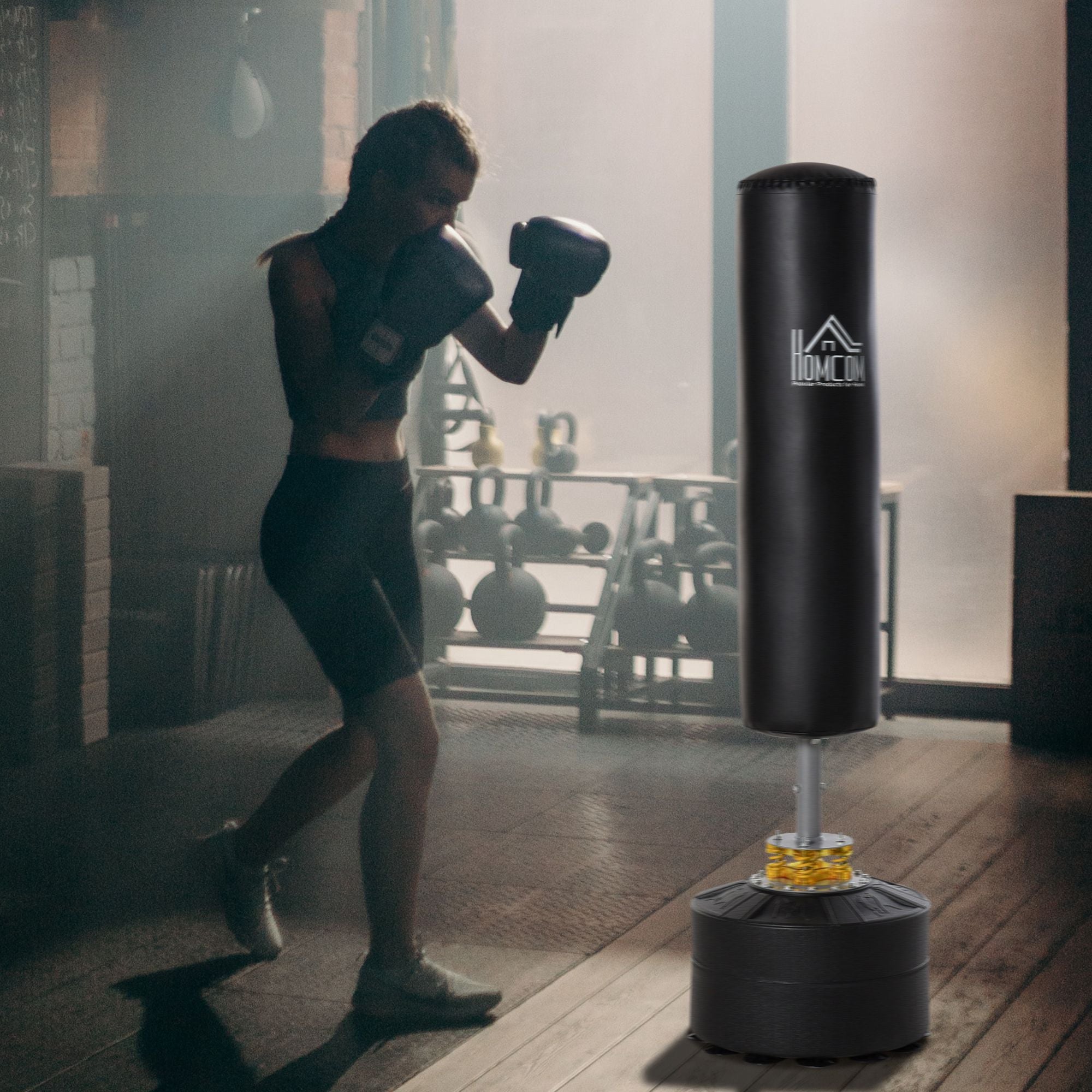 HOMCOM Boxsack freistehend 170cm Standboxsack mit Saugnapf-Basis Kickboxsack schwerer Boxing Trainer für Erwachsene Jugendliche Fitness Boxsack für Krafttraining Boxtraining MMA-Training