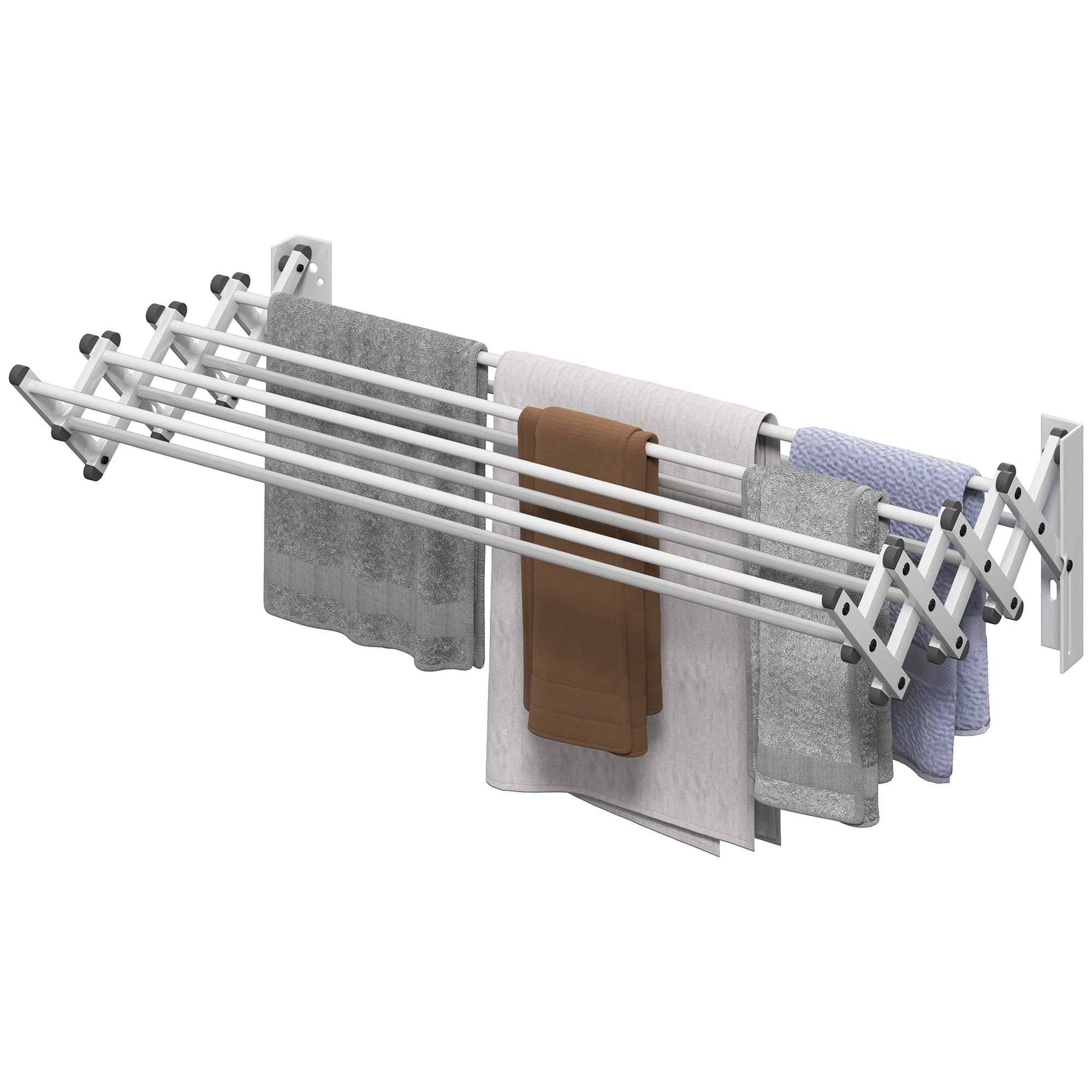 HOMCOM Handtuchhalter, Aluminium, verstellbar, für Innen- und Außenbereich, Silber
