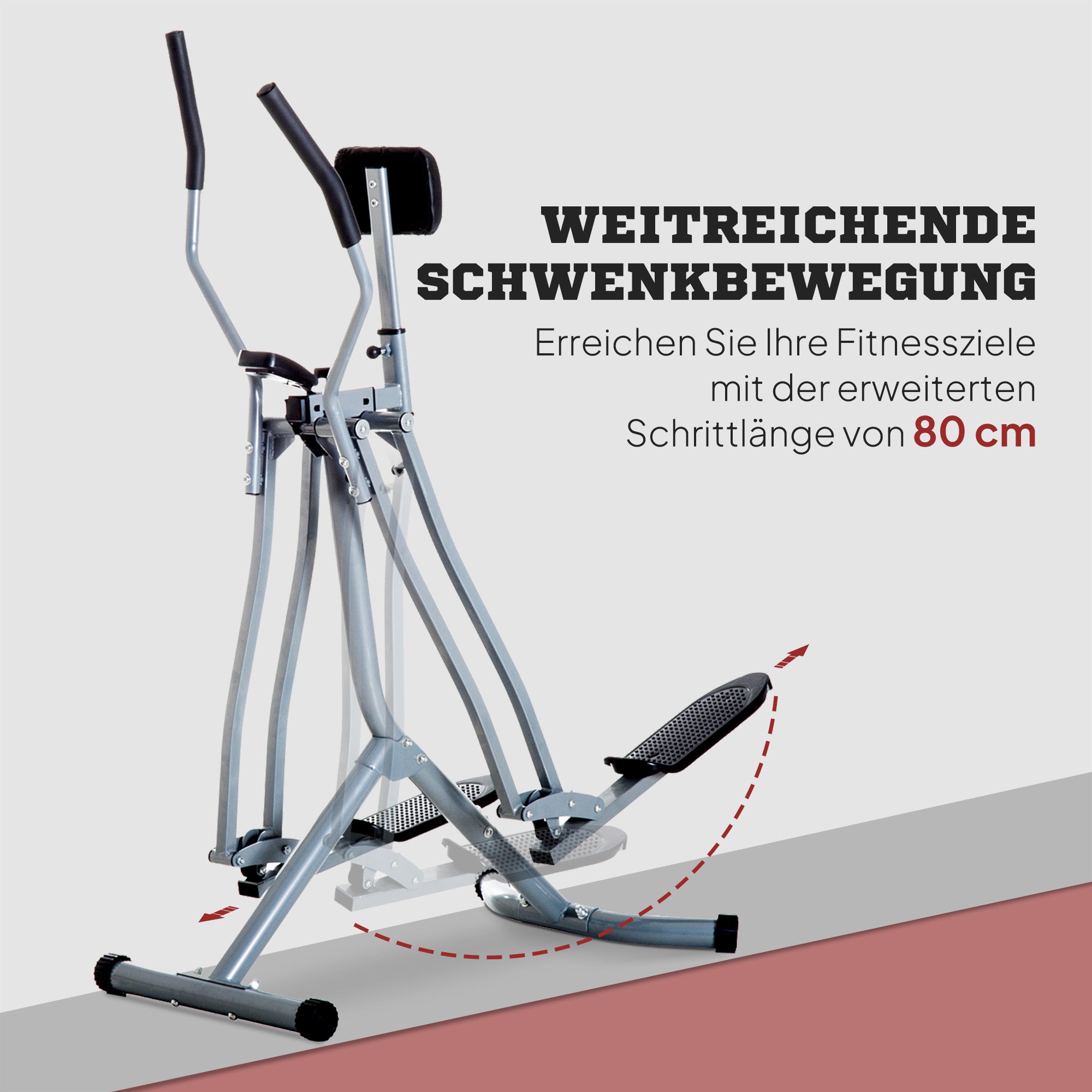 HOMCOM Crosstrainer, Heimtrainer, LCD-Display, einstellbares Brustpolster, Stahl, Silber, 96 x 60 x 152cm