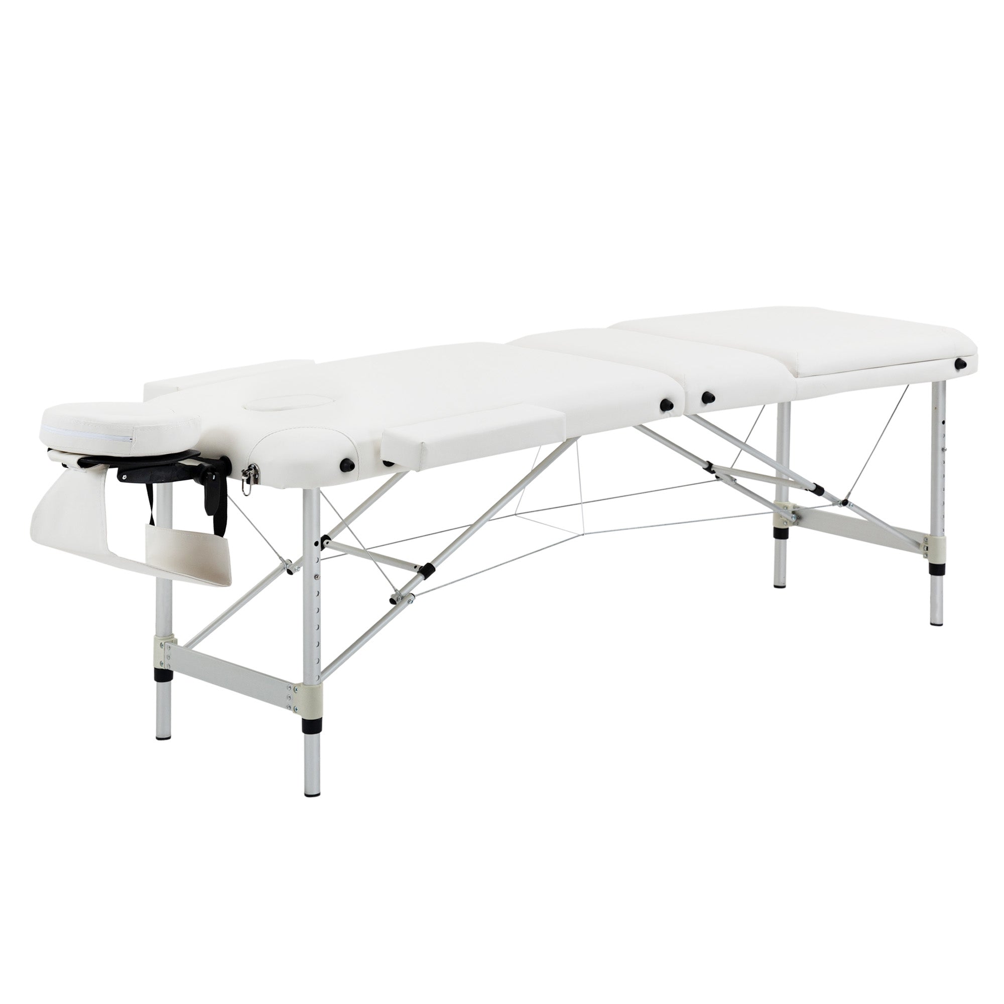 HOMCOM Massageliegen klappbar Kosmetikliegen höhenverstellbarer Massagetisch Massagebett Aluminium Schaumstoff Kunststoff Weiß 215 x 81 x 61-84 cm