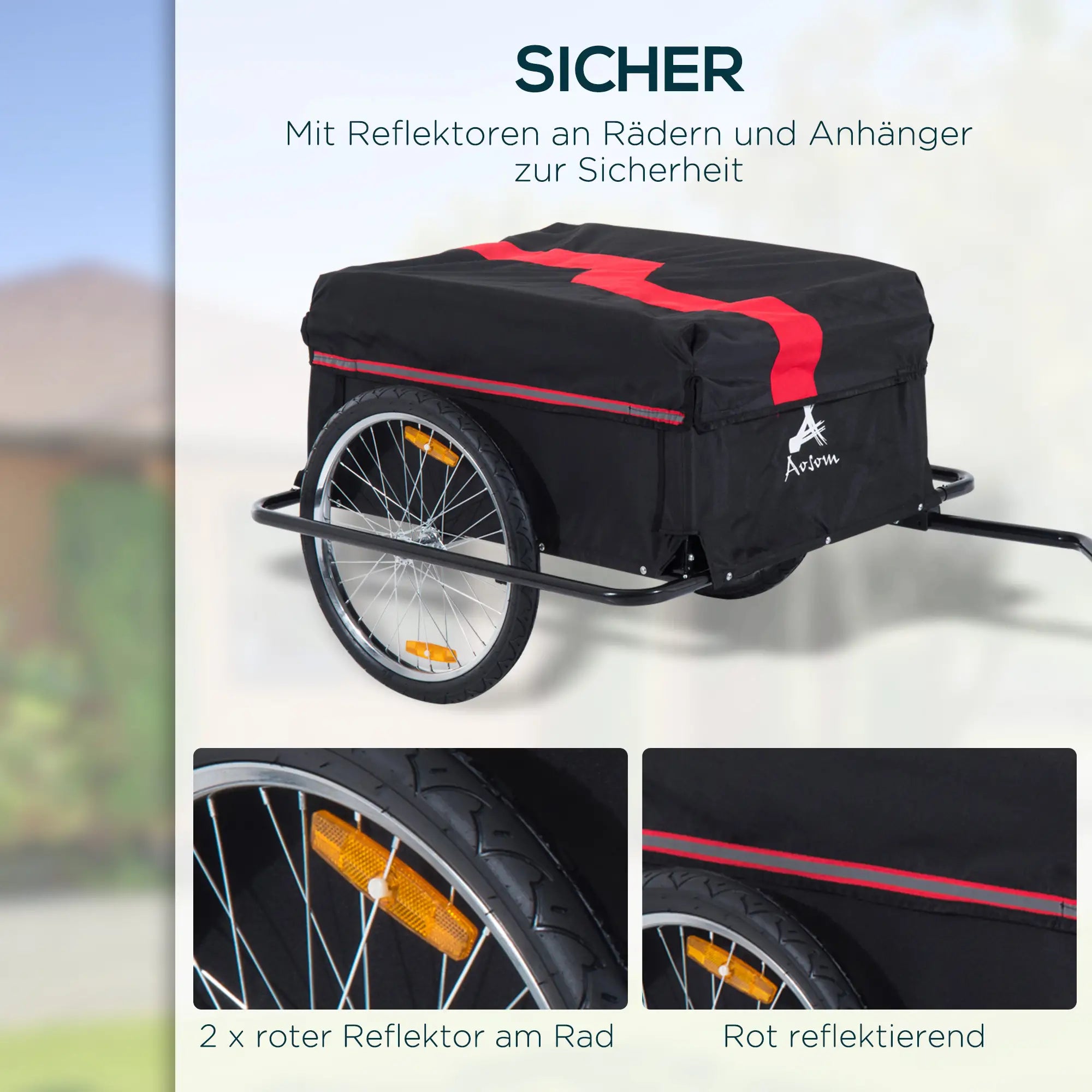 HOMCOM Fahrradanhänger Klappbar Lastenanhänger mit Kupplung,Transportwagen bis 40 kg belastbar, Transportanhänger Anhänger für Fahrrad Handwagen 140 x 88 x 60 cm