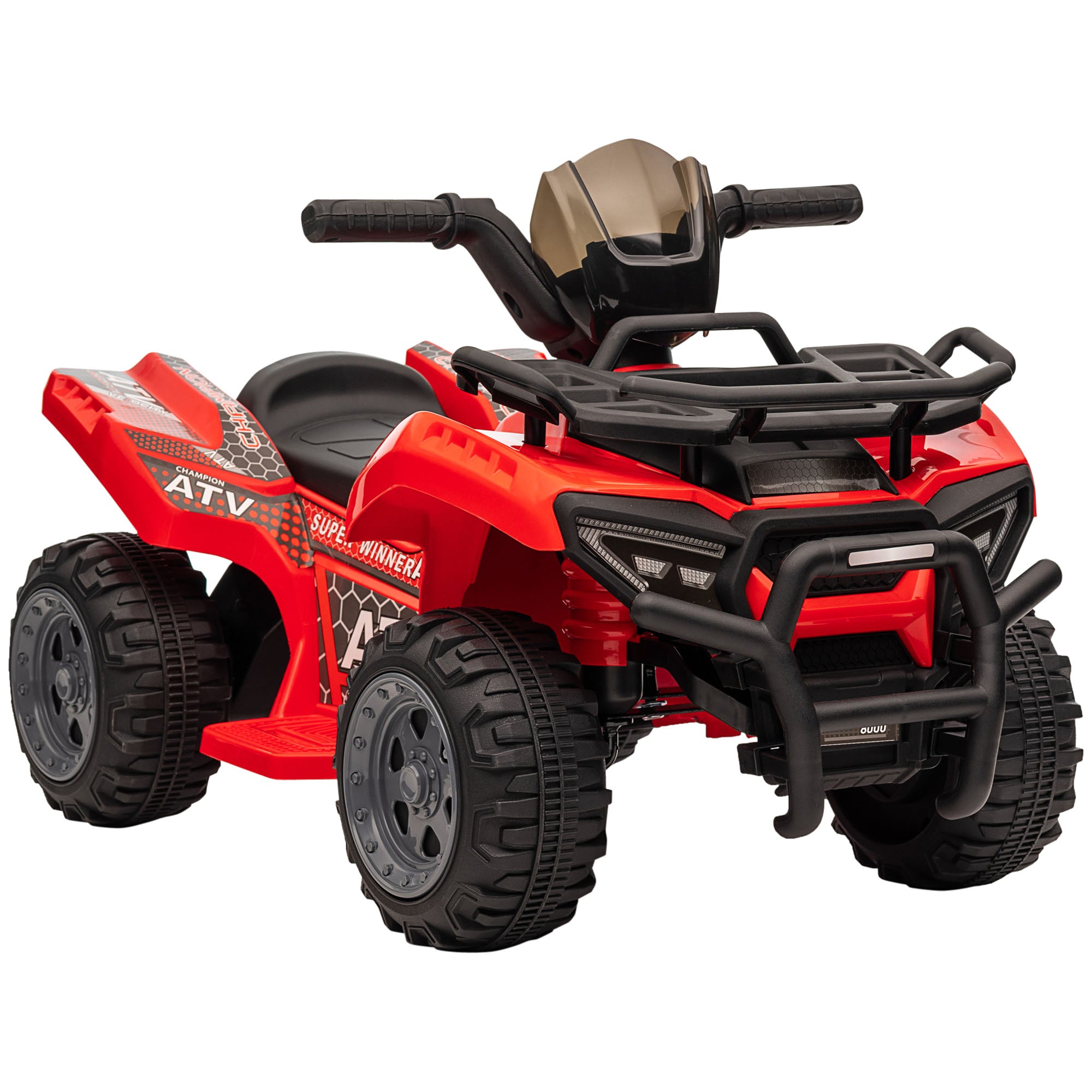 HOMCOM Kinder Quad Elektro 6V Kinderquad mit Vorwärtsfunktion, Musik, Elektro-Quad für Kinder 1,5-3 Jahre Rot