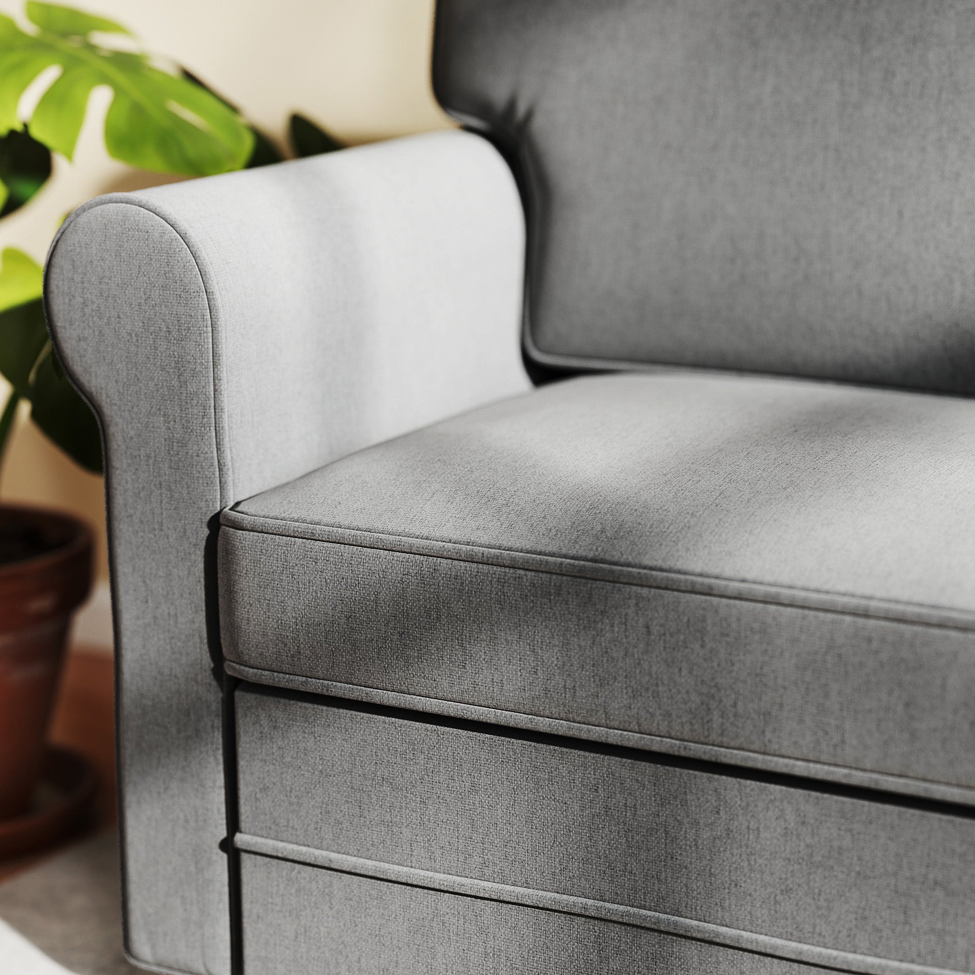 HOMCOM 2-Sitzer-Sofa, Kompakte Wohnzimmercouch, Stoff in Leinenoptik, weiche Sitzkissen, Stahlrahmen, Dunkelgrau