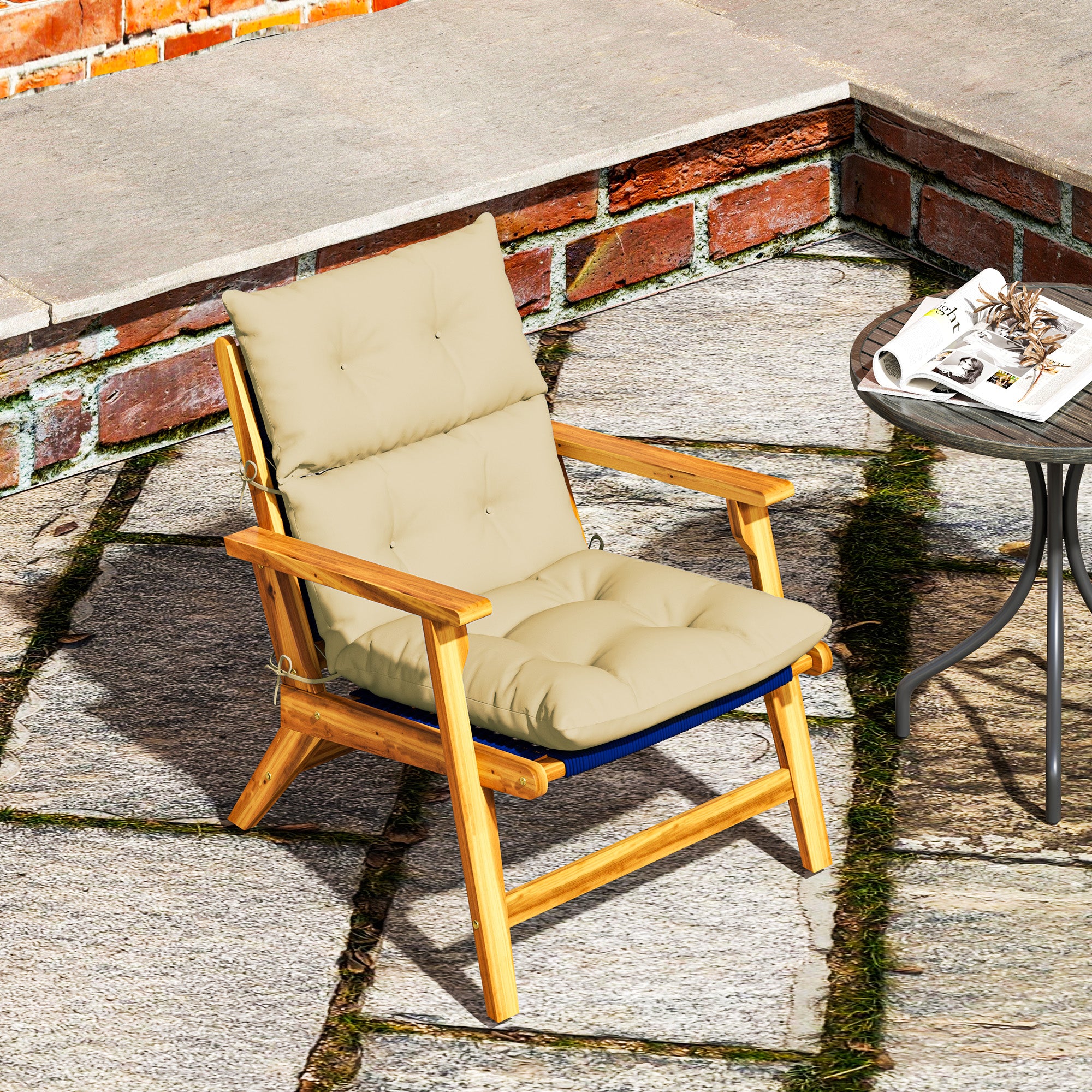 Outsunny Sitzkissen, Dickes Polsterkissen für Sitzmöbel, mit Rückenlehne, Schaukelstuhlkissen, für drinnen und draußen, Beige