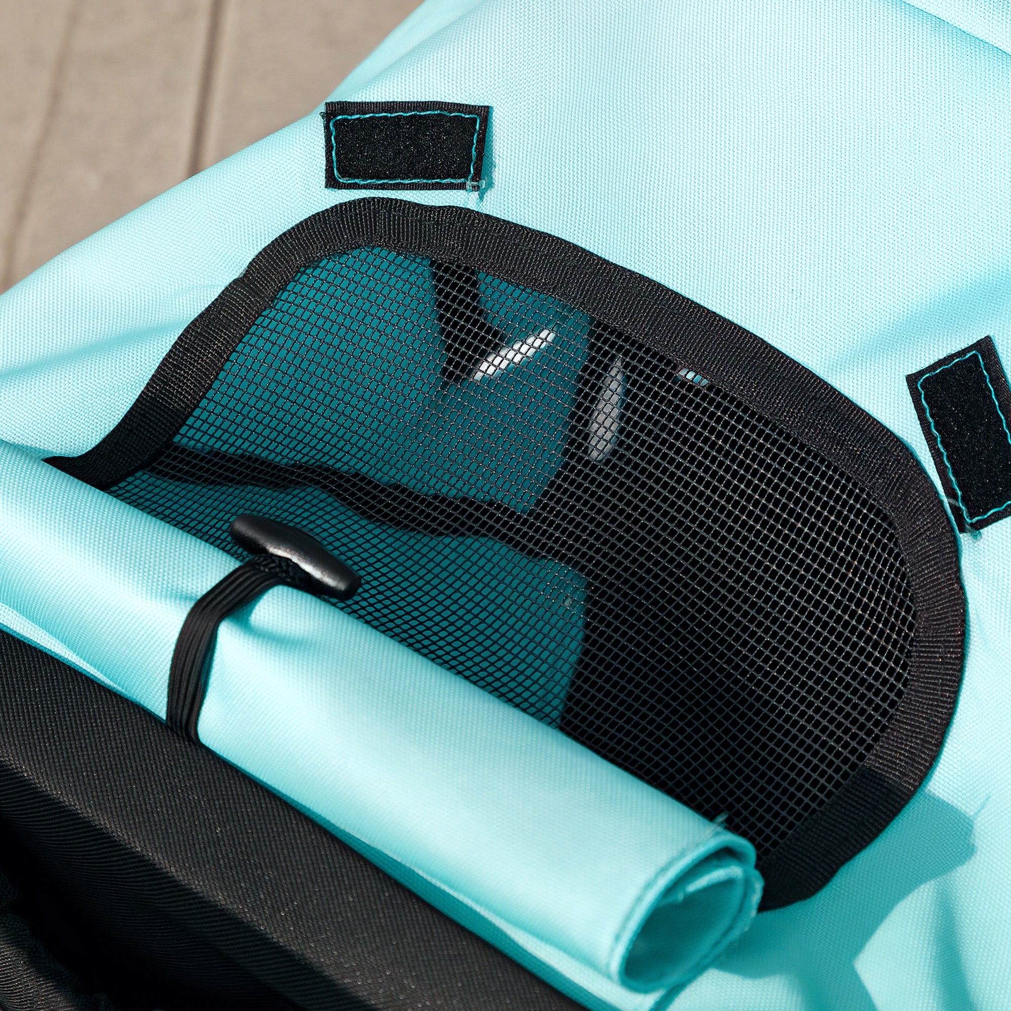 PawHut Hundebuggy, Haustierwagen für kleine Hunde und Katzen, mit Aufbewahrungskorb, Ein-Klick-Faltdesign, Türkis