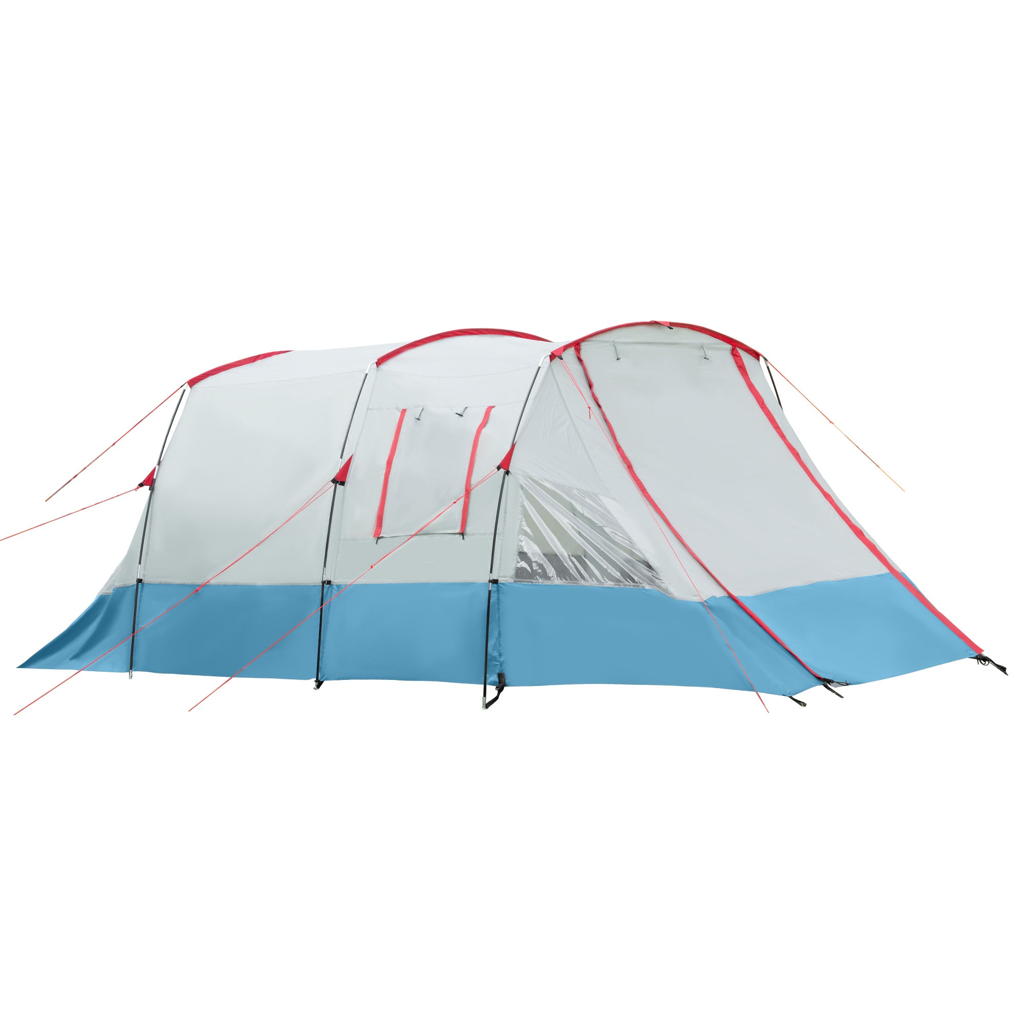 Outsunny Campingzelt, für 6-8 Personen, zwei Räume, Lampenhaken, mit Tragetasche, Blau, 5,10x2,40x1,80m