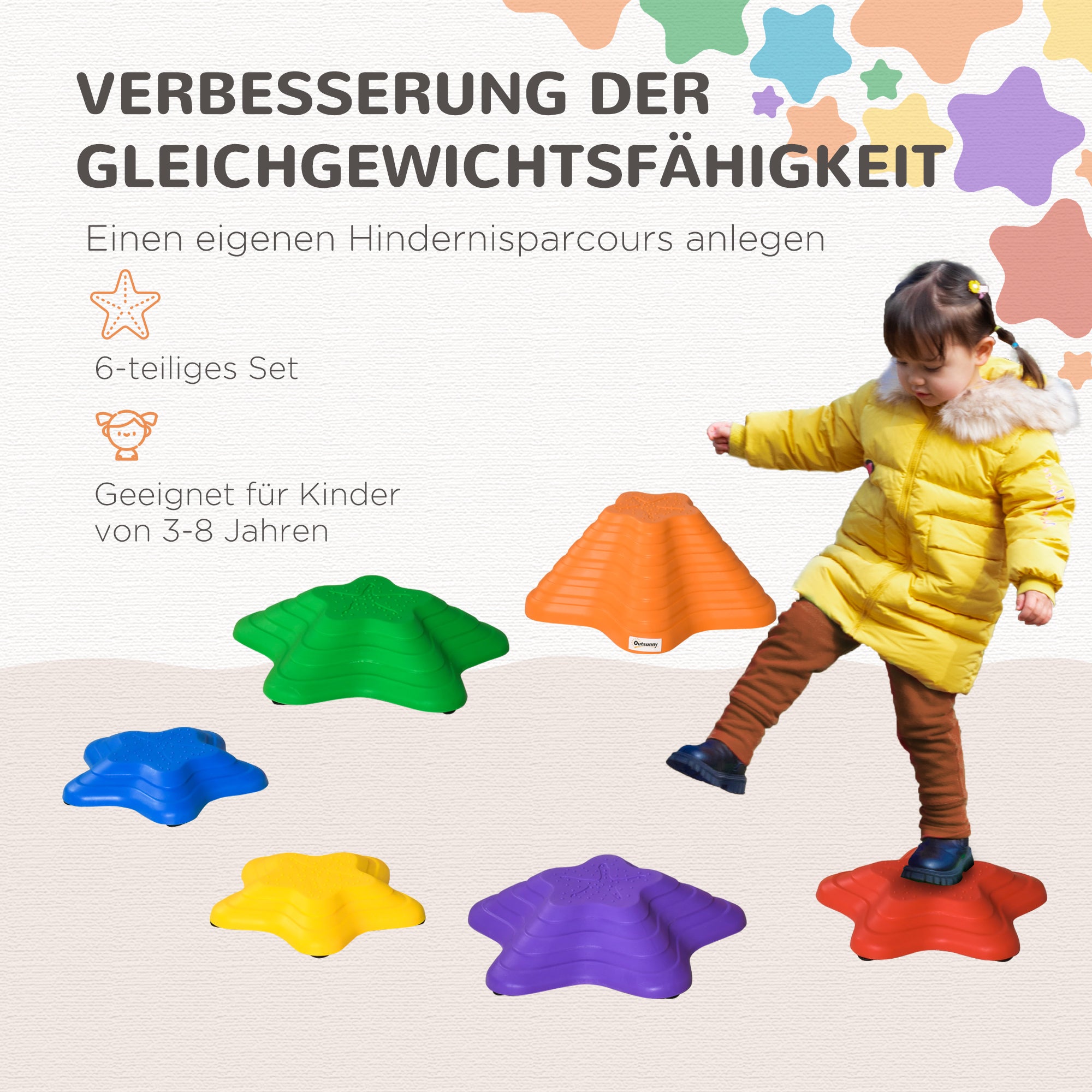 Outsunny Trittsteine für Kinder, stapelbar, rutschfest, 3 Größen, bis 80 kg, In-/Outdoor