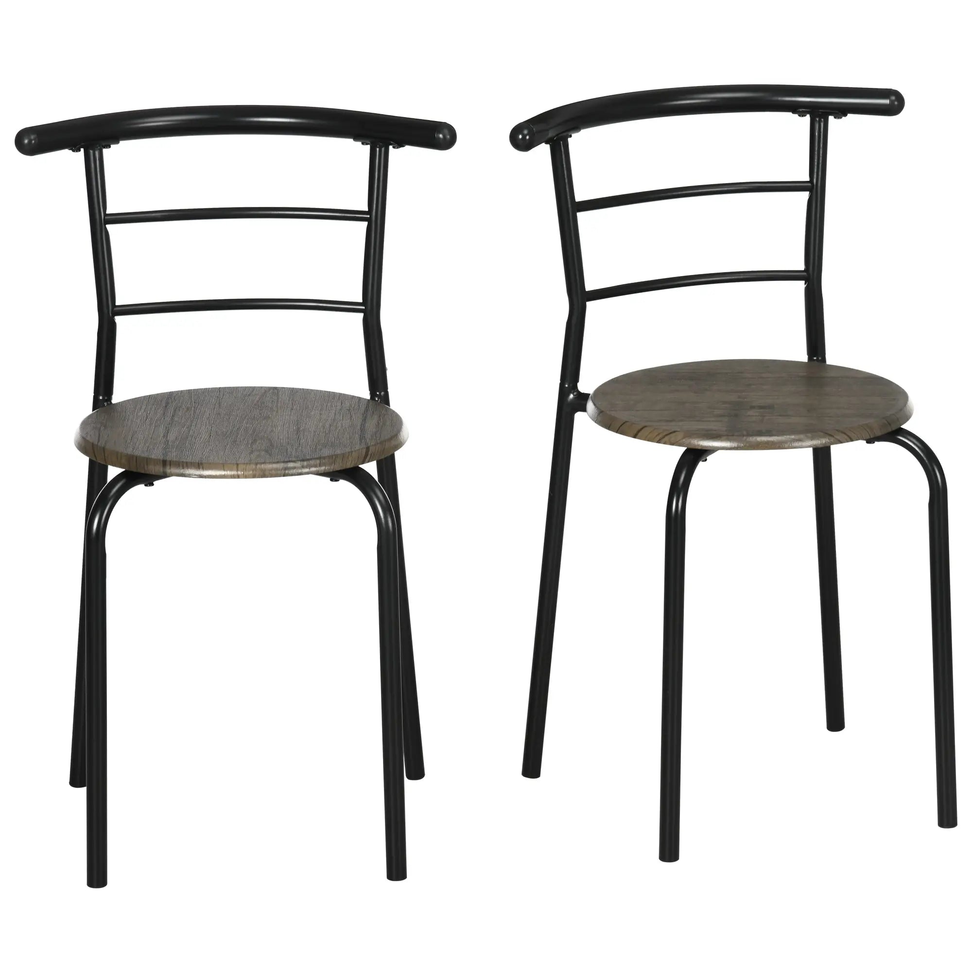 HOMCOM Bistro-Set Esstisch Küchentisch mit Stühlen Set, 1 Tisch, 2 Stühle, 80 cm x 53 cm x 74,5 cm, Schwarz