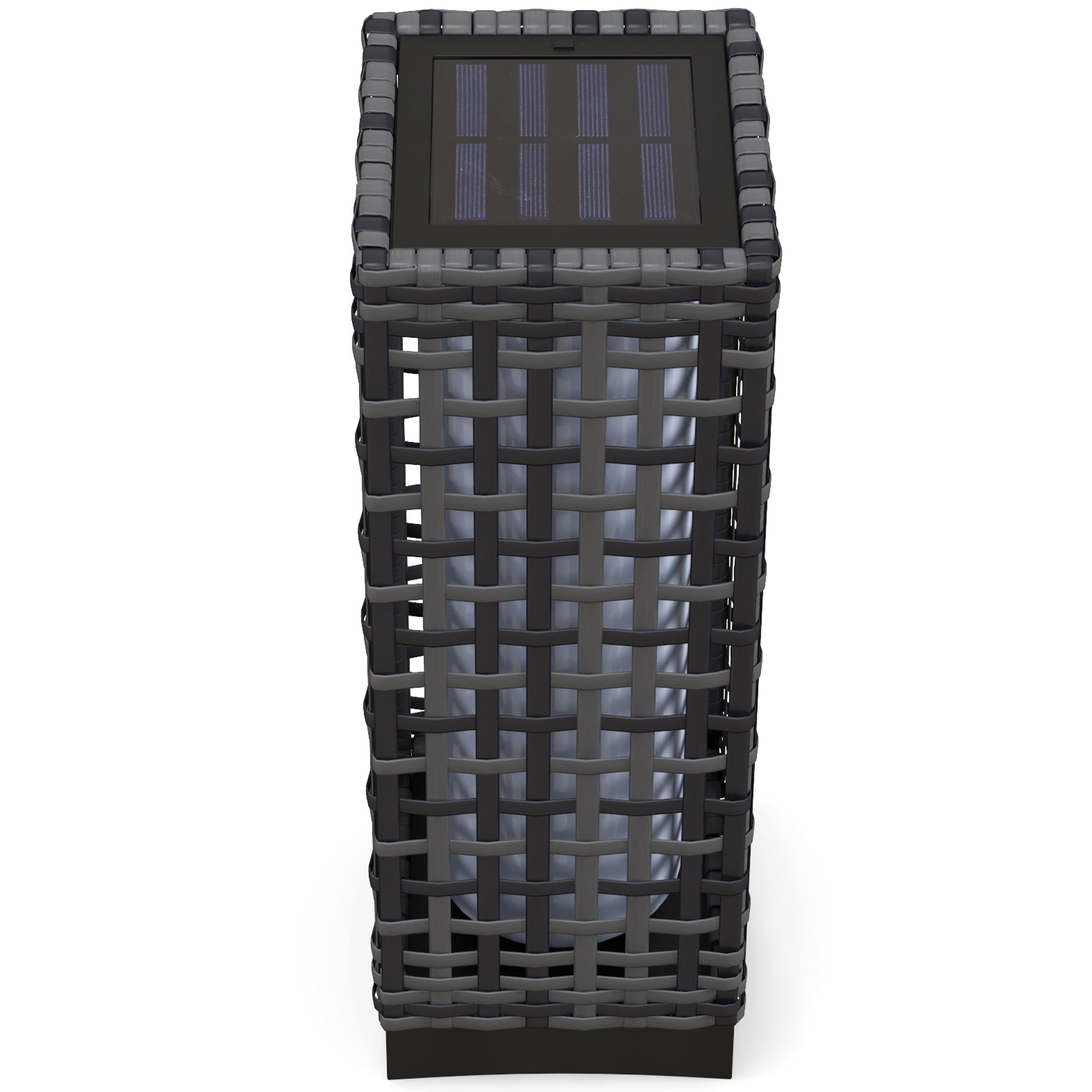 Outsunny Außenleuchte mit Solarmodul, Einschaltautomatik, 8 h Betriebszeit, Rattanoptik, Stahl, 15,5 x 15,5 x 46 cm, Grau