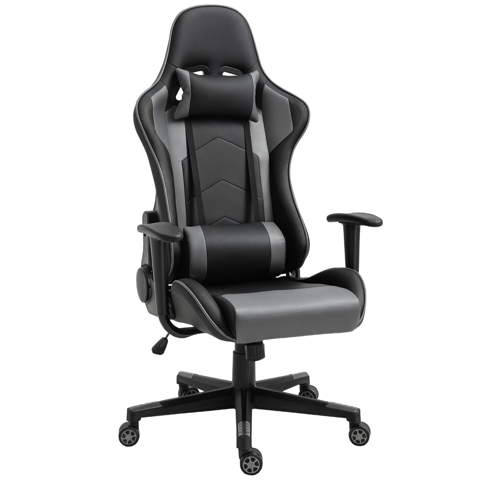 Vinsetto Ergonomischer Bürostuhl, Gaming Stuhl, Drehstuhl, Kunstleder, Schaumstoff, Schwarz, 67,5 x 74x 126-136 cm