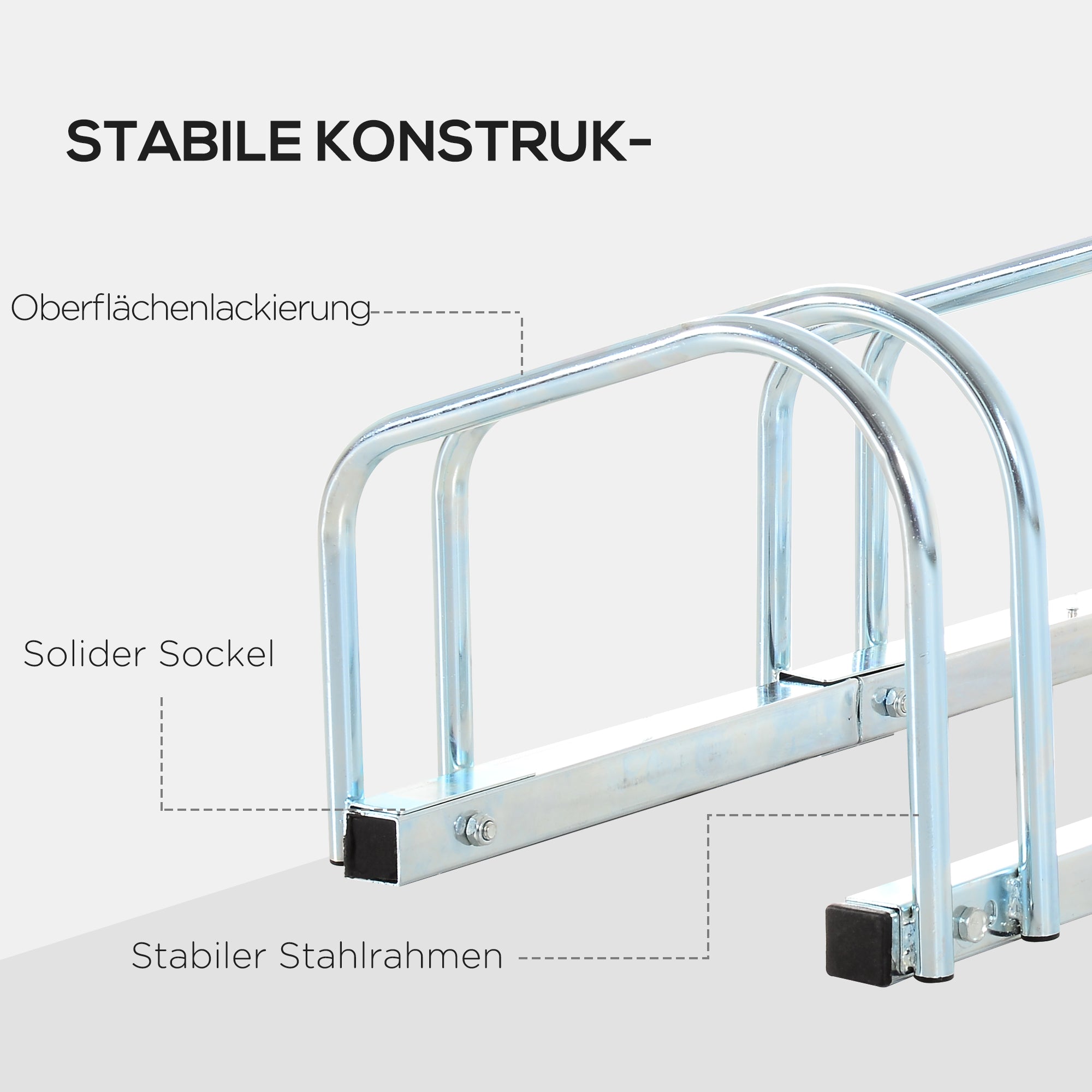 HOMCOM Fahrradständer für 6 Fahrräder wetterfest Wand- oder Bodenmontage Stahl 179 x 33 x 27cm