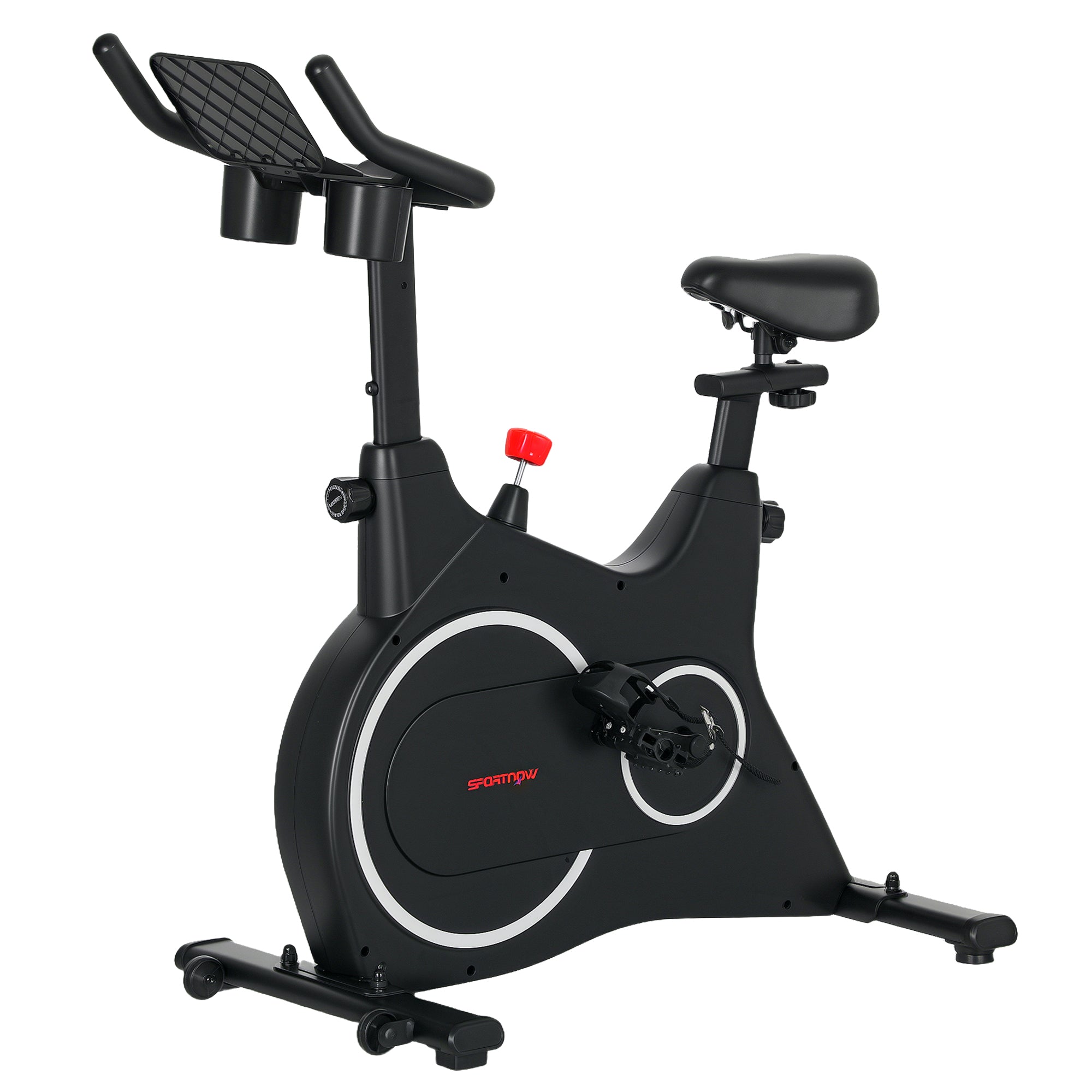 SPORTNOW Heimtrainer Fahrrad, Fitness-Bike mit LCD-Monitor, Tablet-Halter, Flaschenhalter, bequemer Sitz, kompakt, Schwarz