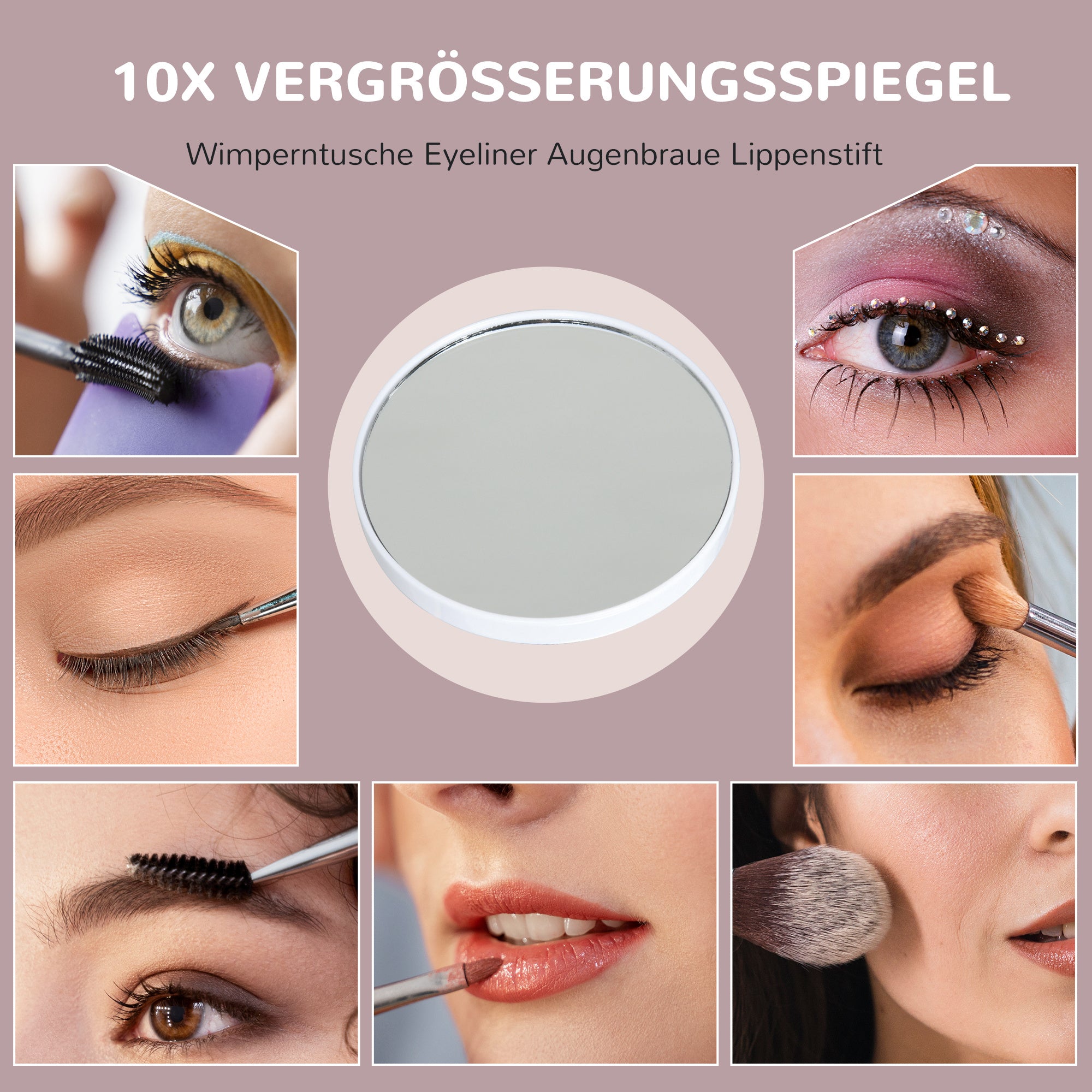 HOMCOM LED-Kosmetikspiegel, 3 Lichtmodi, dimmbar, Touch-Steuerung, USB, 58x48cm, Weiß