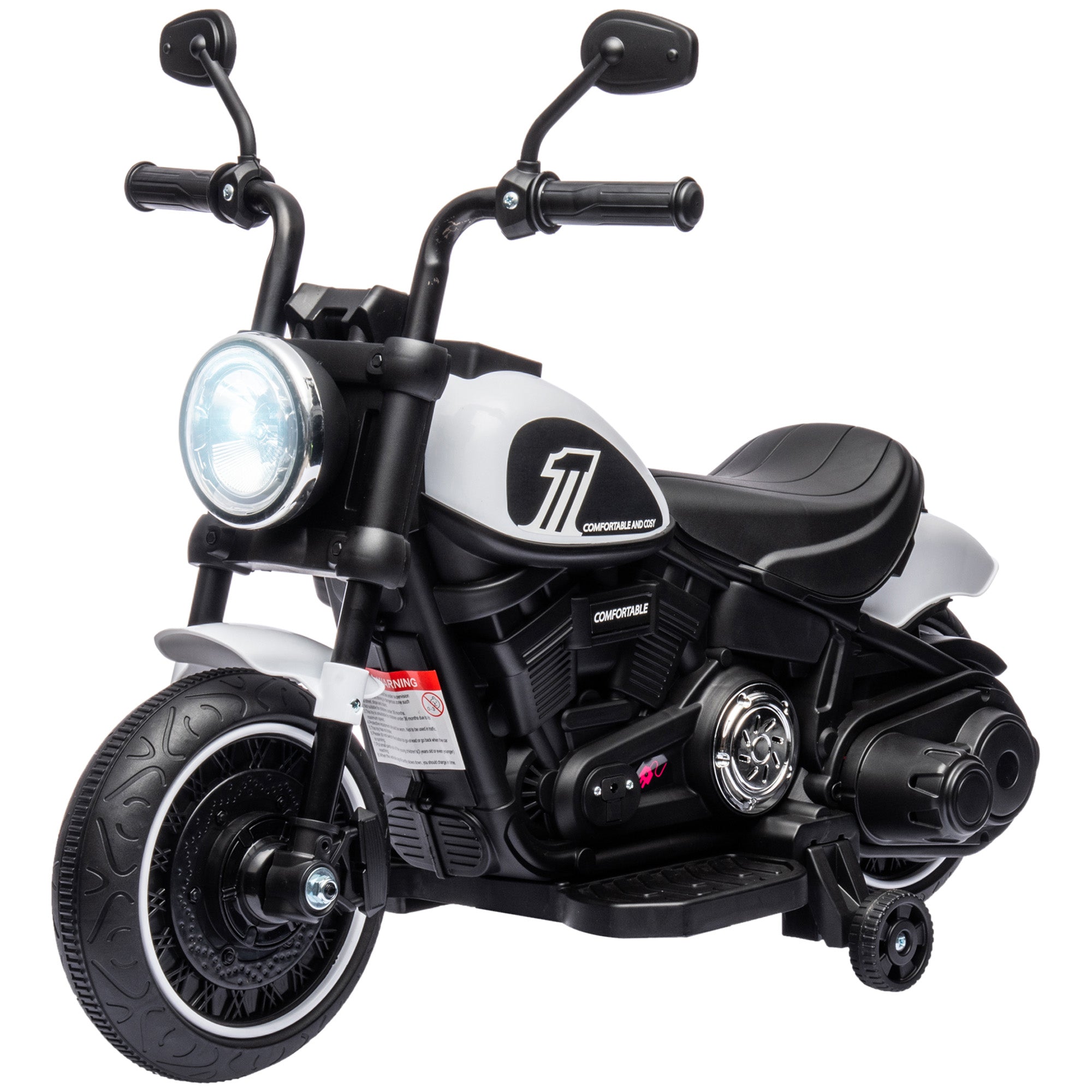 HOMCOM Elektro-Kindermotorrad, LED-Scheinwerfer, abnehmbare Stützräder, bequemer Sitz, Rot/Schwarz