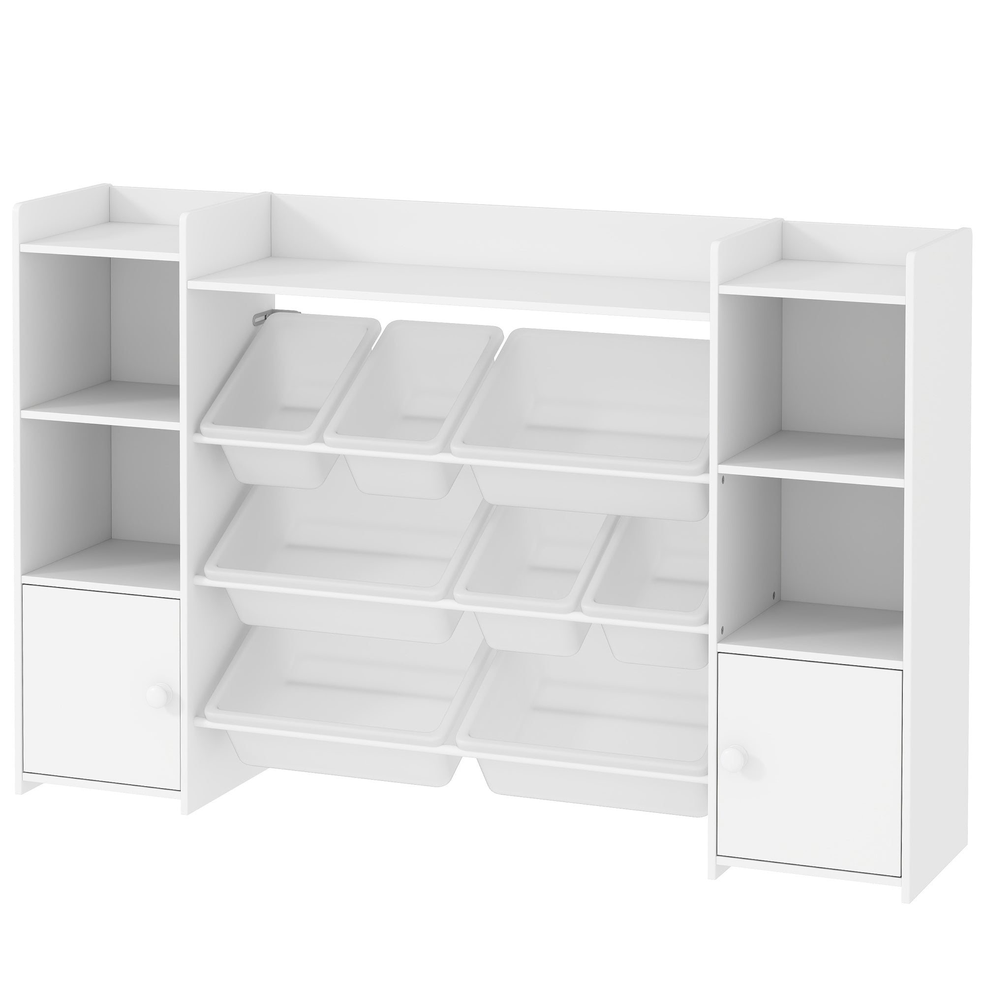 AIYAPLAY Kinder-Aufbewahrungsregal, Regal für Spielzeug und Bücher, zum übersichtlichen Aufräumen, 8 herausnehmbare Boxen, Weiß