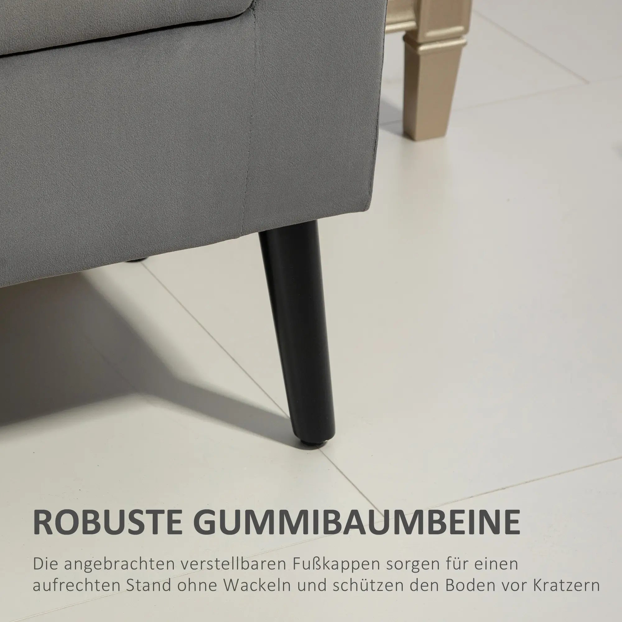 HOMCOM Polsterbank mit Stauraum, Truhenbank mit Armlehnen, 46 cm Sitzhöhe, samtartiges Polyester, 111,5 x 41 x 65 cm, Dunkelgrau