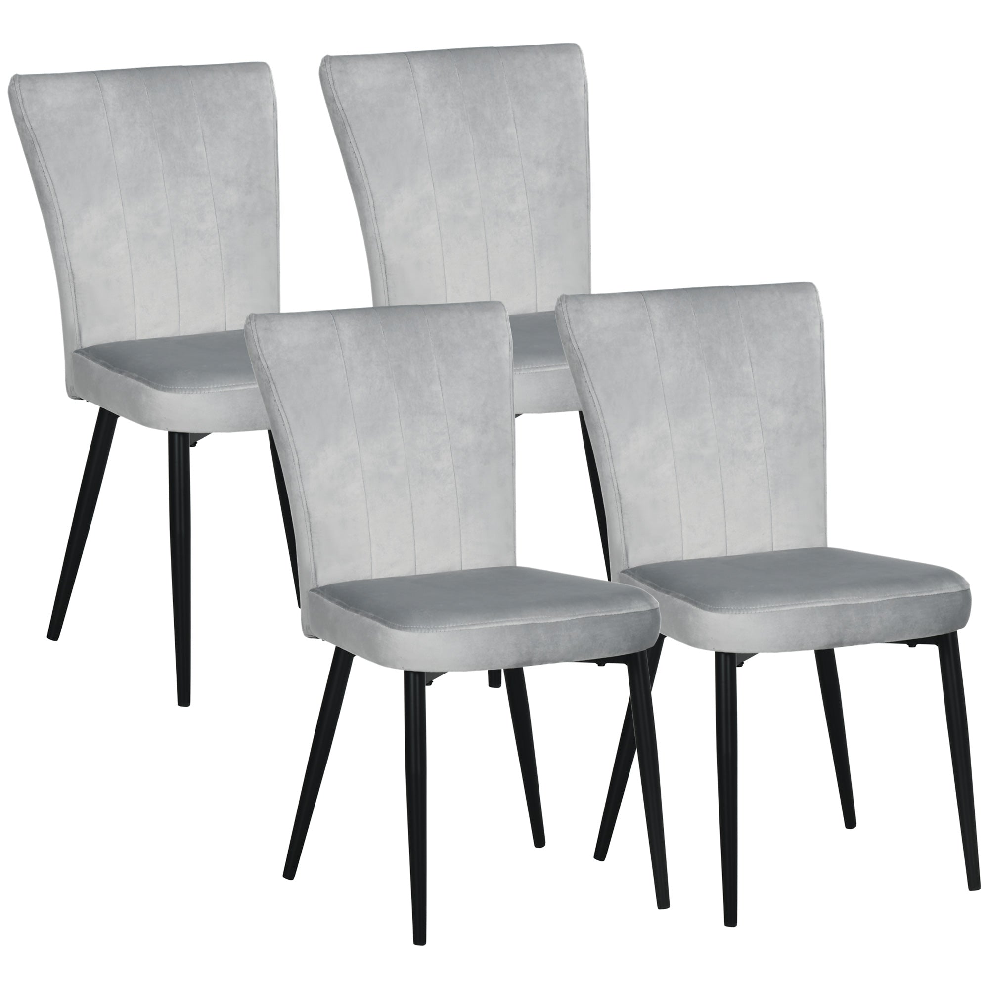 HOMCOM Esszimmerstuhl 4er-Set mit Polsterung und Velours-Optik