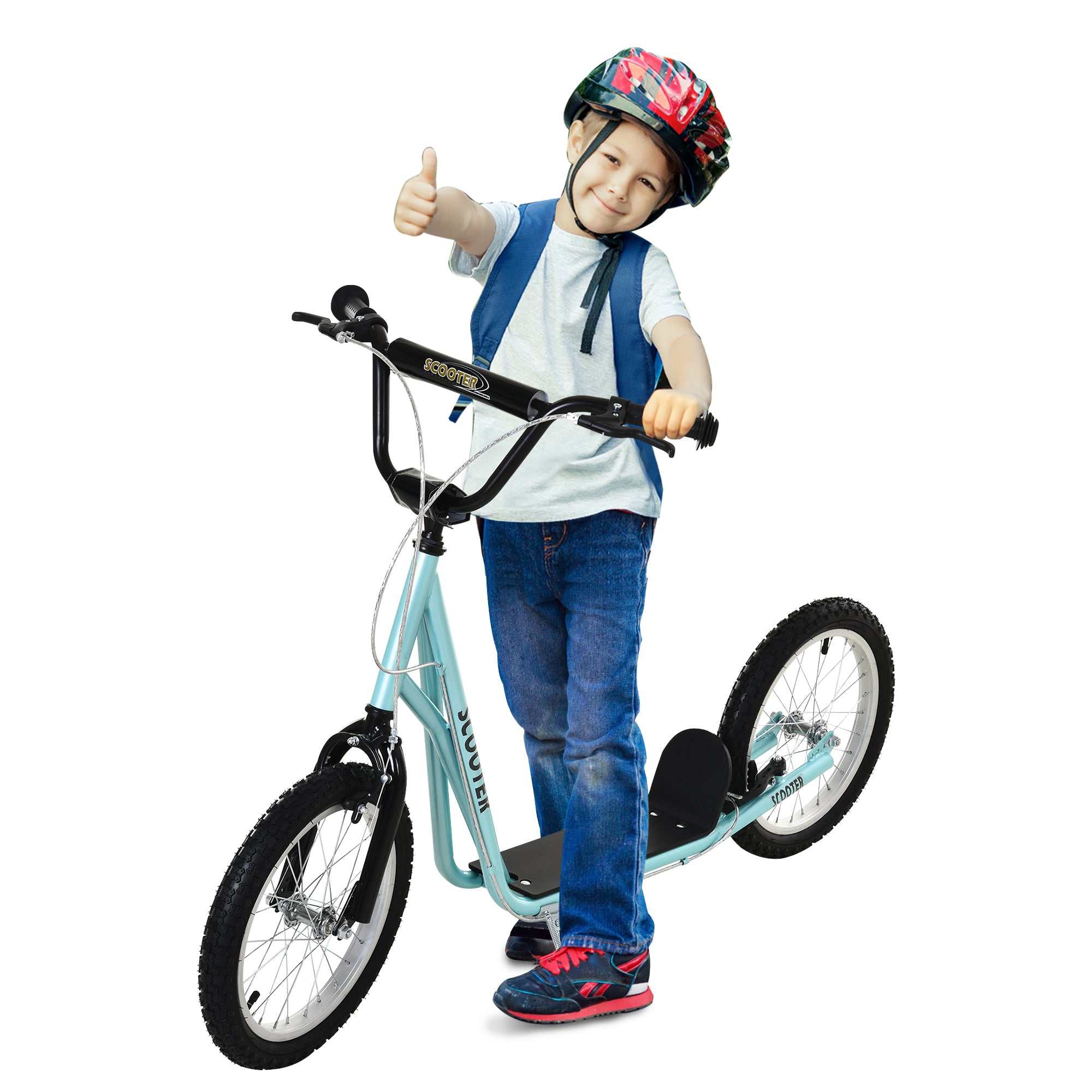 HOMCOM Kinderscooter mit Bremse höhenverstellbar Leichtbau Hellblau
