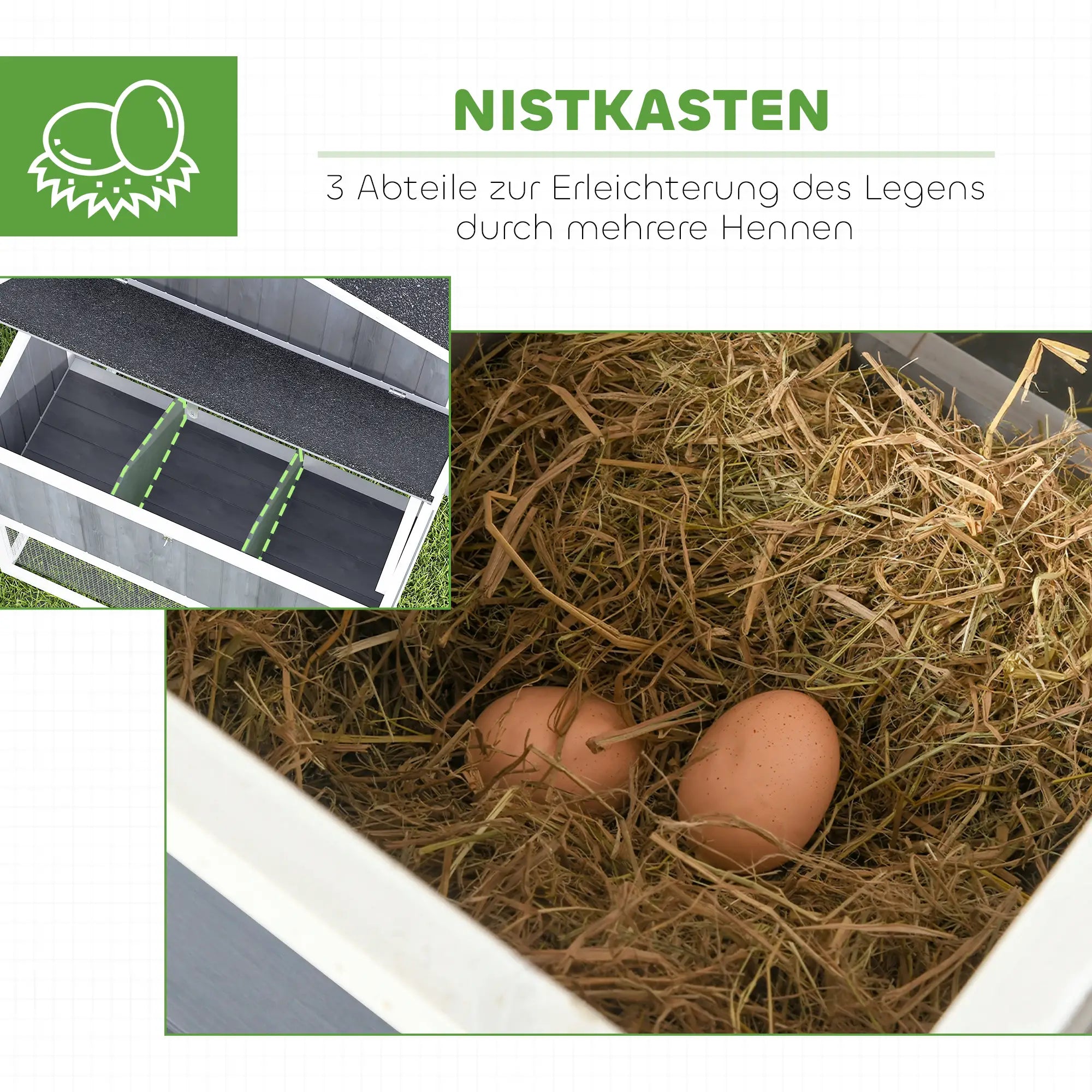 PawHut Hühnerstall mit Auslauf und Nistkasten für 3-4 Hühner