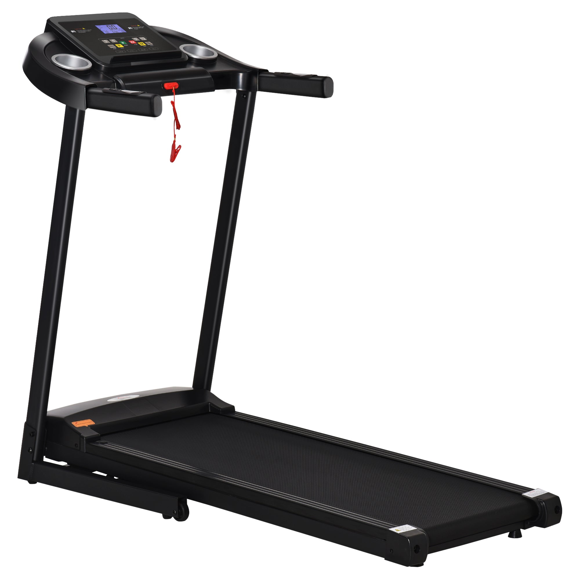 HOMCOM Laufband Klappbar elektrisch 500 W 1-12 km/h LED-Display Getränkehalter und Handyhalterung sehr gut geeignet für Home Gym Indoor Fitness Schwarz 134 x 60 x 118 cm