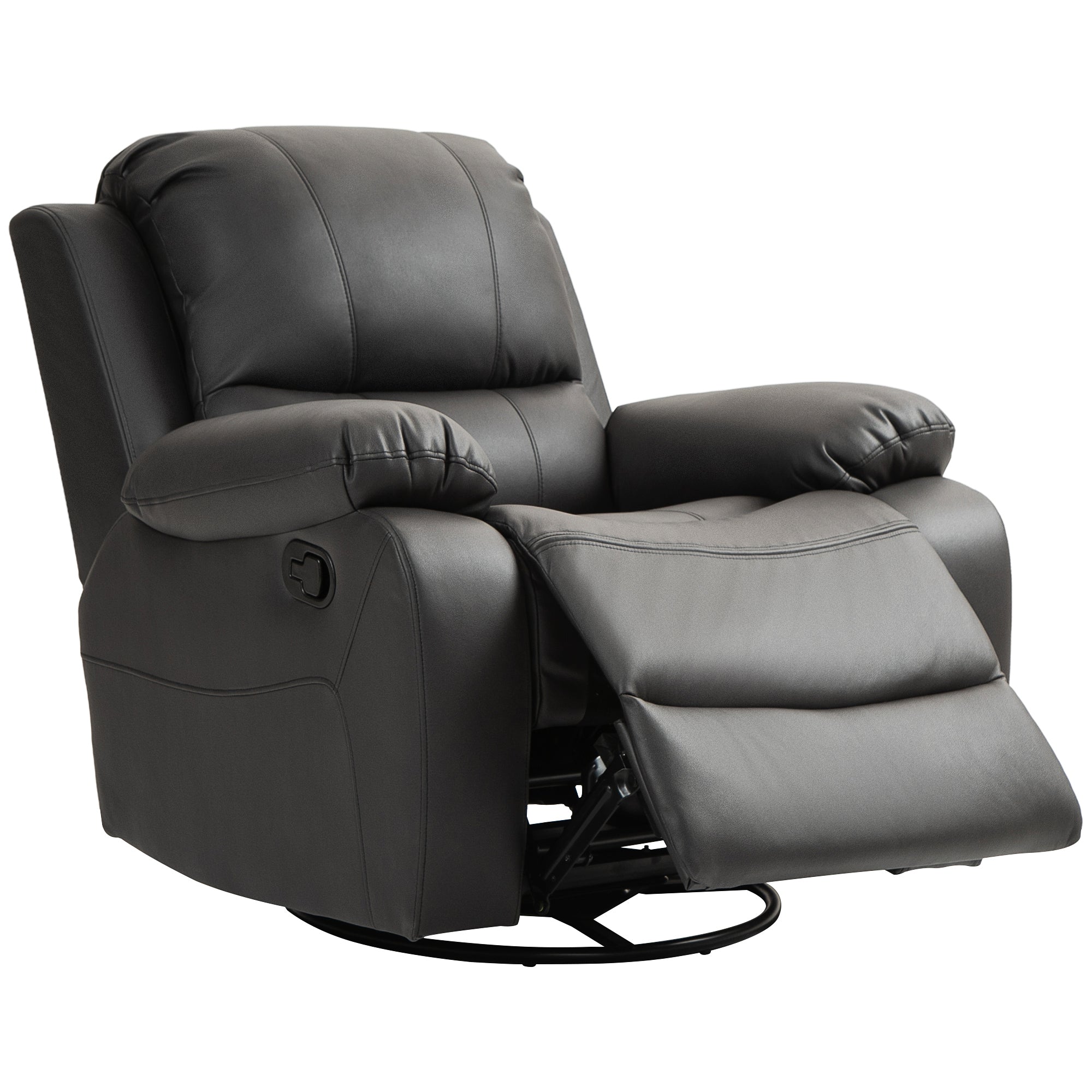 HOMCOM Relaxsessel, verstellbare Lehne & Fußstütze, drehbar, bis 150 kg, Stahlrahmen, 93x100x98cm, Schwarz