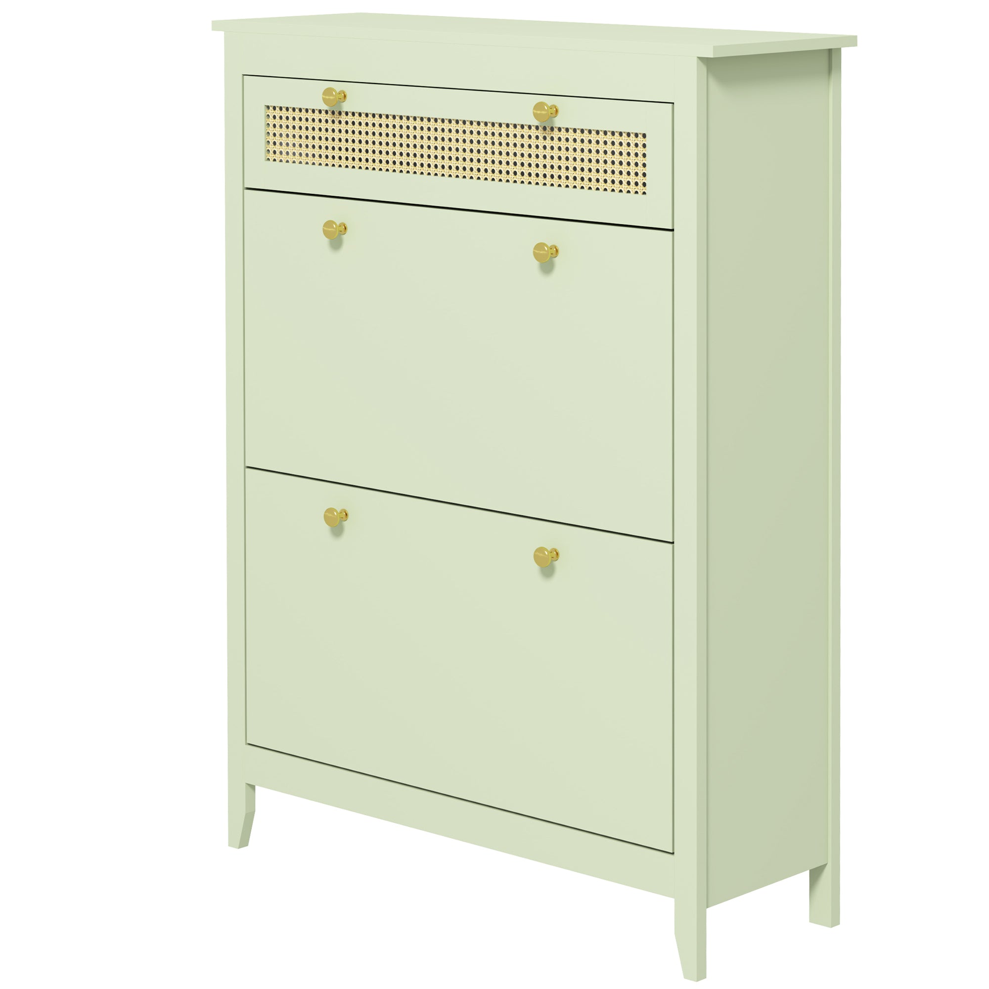 HOMCOM Schuhschrank für 12 Paar Schuhe, mit 1 ausziehbaren Schublade, 2 Flip-Schubladen, Schuhkommode, 88 x 30 x 120 cm, Grün