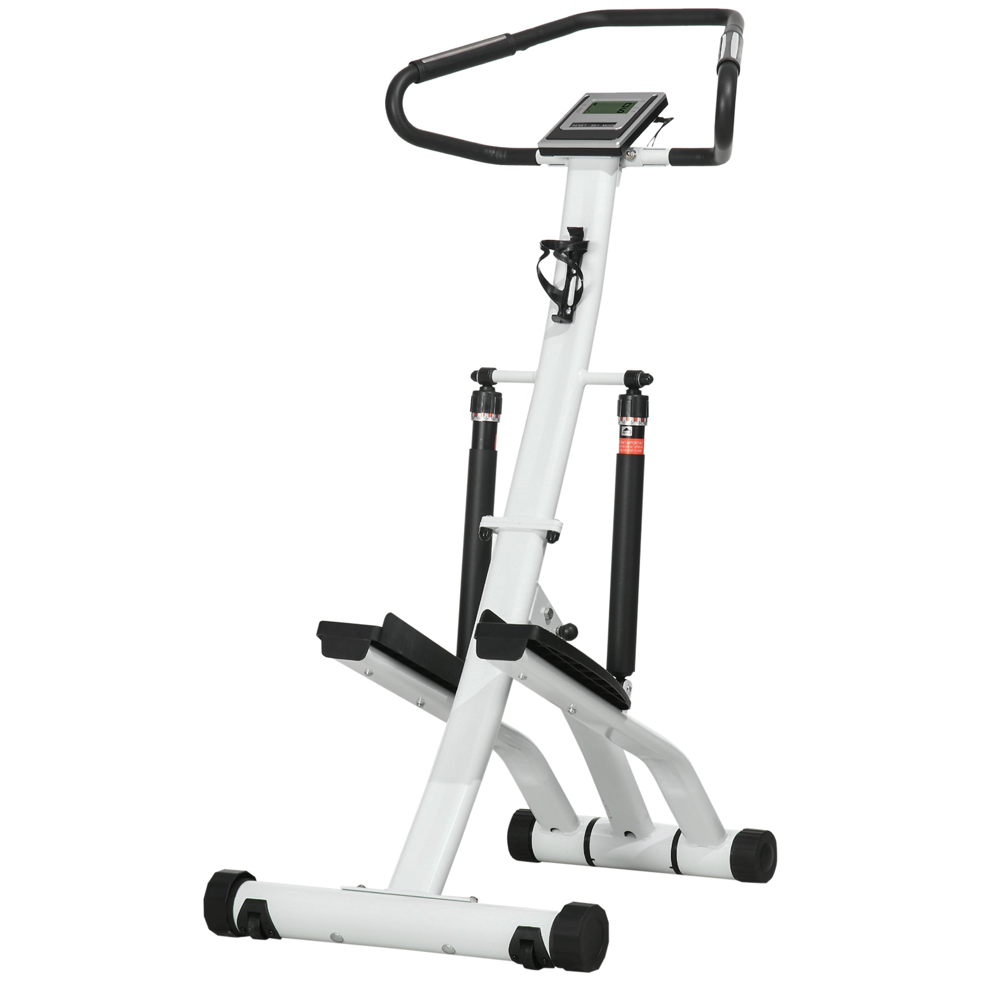 SPORTNOW STEPPER mit 12 Widerstandsstufen, LCD-Anzeige, 2 Rollen, 80 cm x 61 cm x 134 cm, Weiß + Schwarz