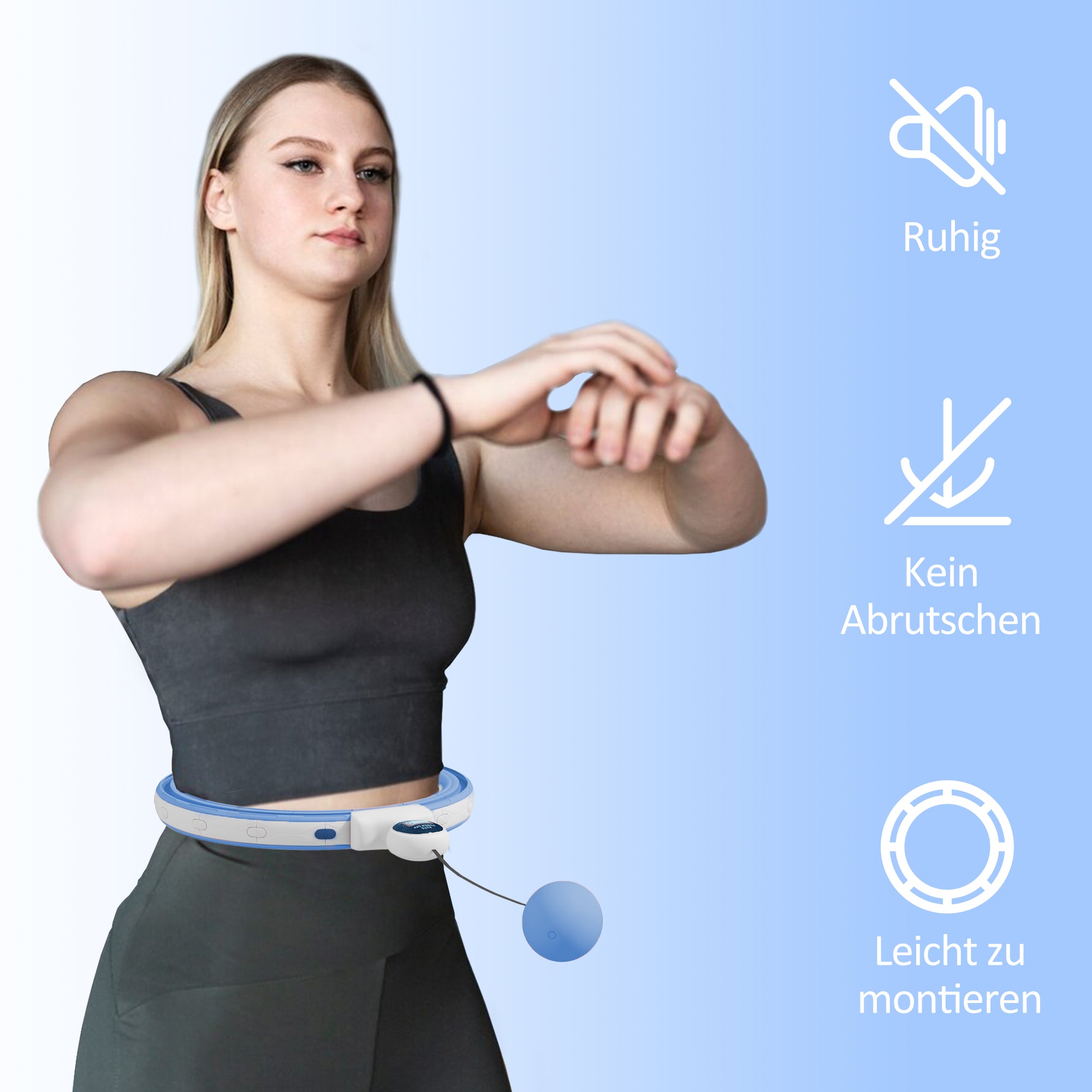 SPORTNOW Smart Hula Hoop Reifen Erwachsene mit Gewicht Kugel Zähler 16 Knoten (76-113cm) Hellblau