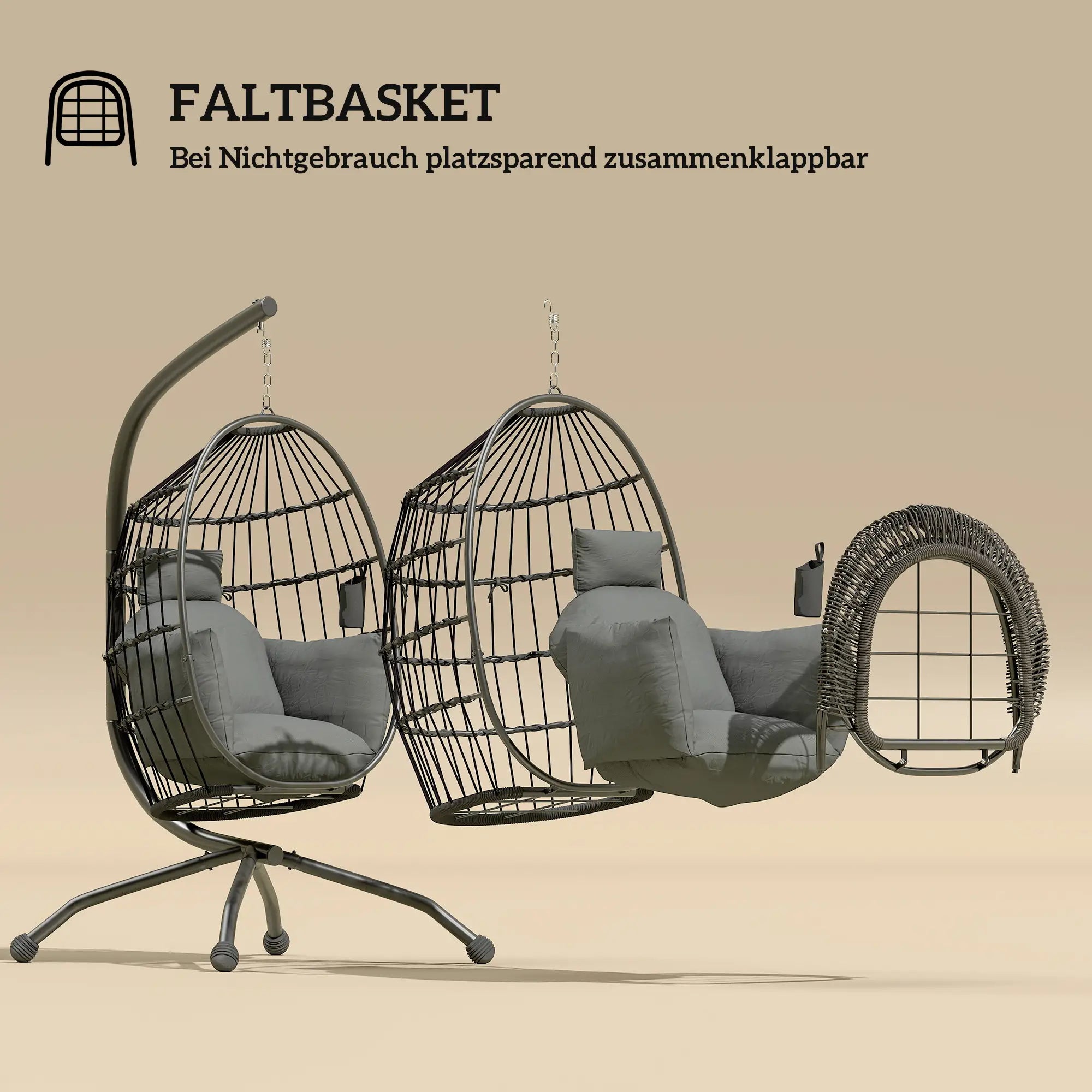 Outsunny Hängesessel Outdoor faltbar mit Becherhalter