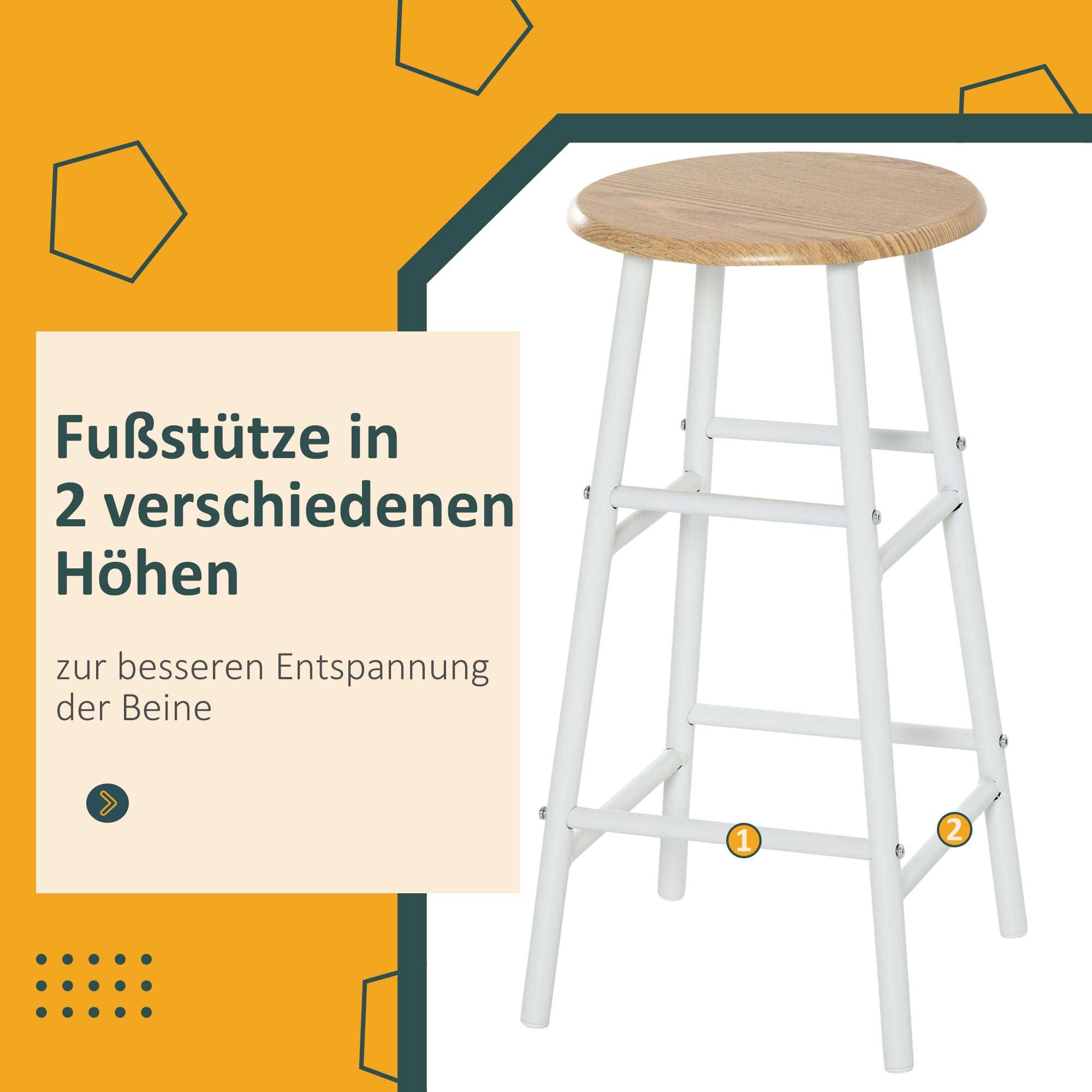 HOMCOM Bartisch Set Bartisch mit 2 Barhockern Essgruppe Küchentisch mit Lagerregal Esstisch für Esszimmer, Küche, Weiß