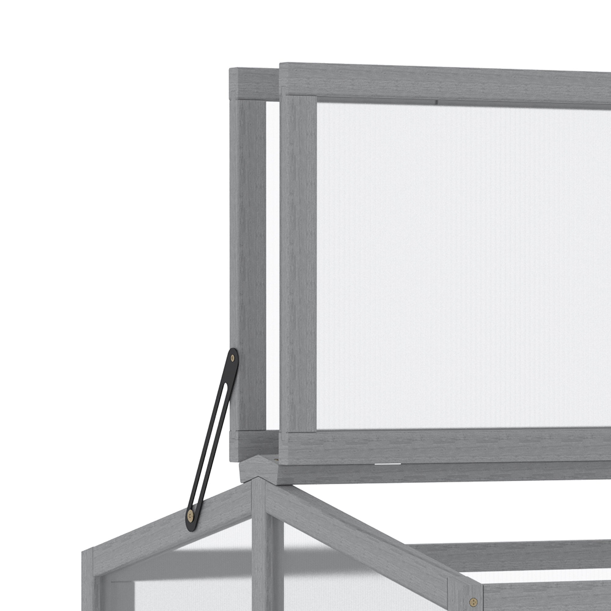 Outsunny Frühbeet Treibhaus Gewächshaus Frühbeetkasten Pflanzenbeet mit Abdeckung aus Holz und Polycarbonat wetterfest Hellgrau 90 x 80 x 58 cm