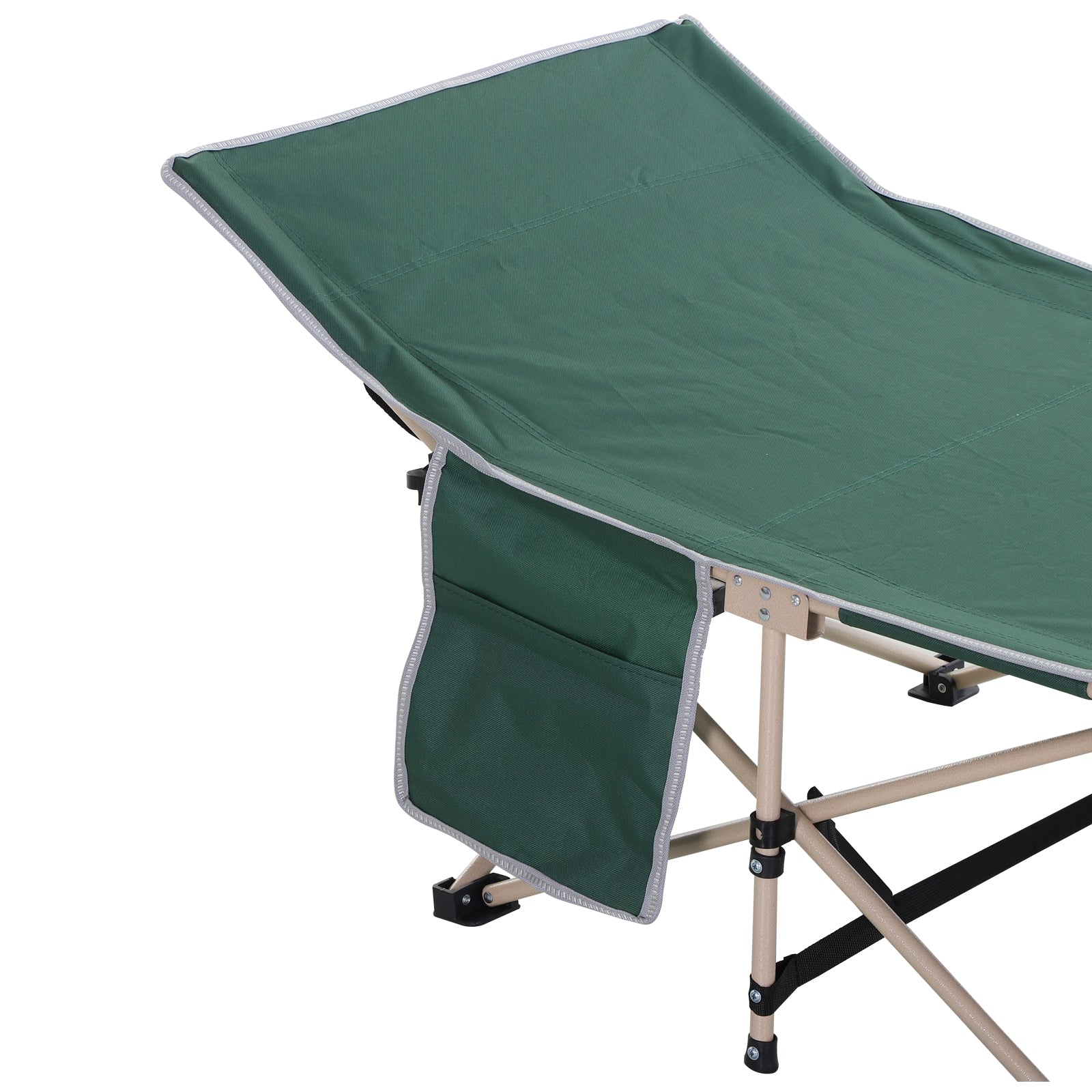 Outsunny Feldbett, Camping-Bett, klappbar, wetterbeständig, ink. Tragetasche, 190 cm x 68 cm x 52 cm, Grün + Beige