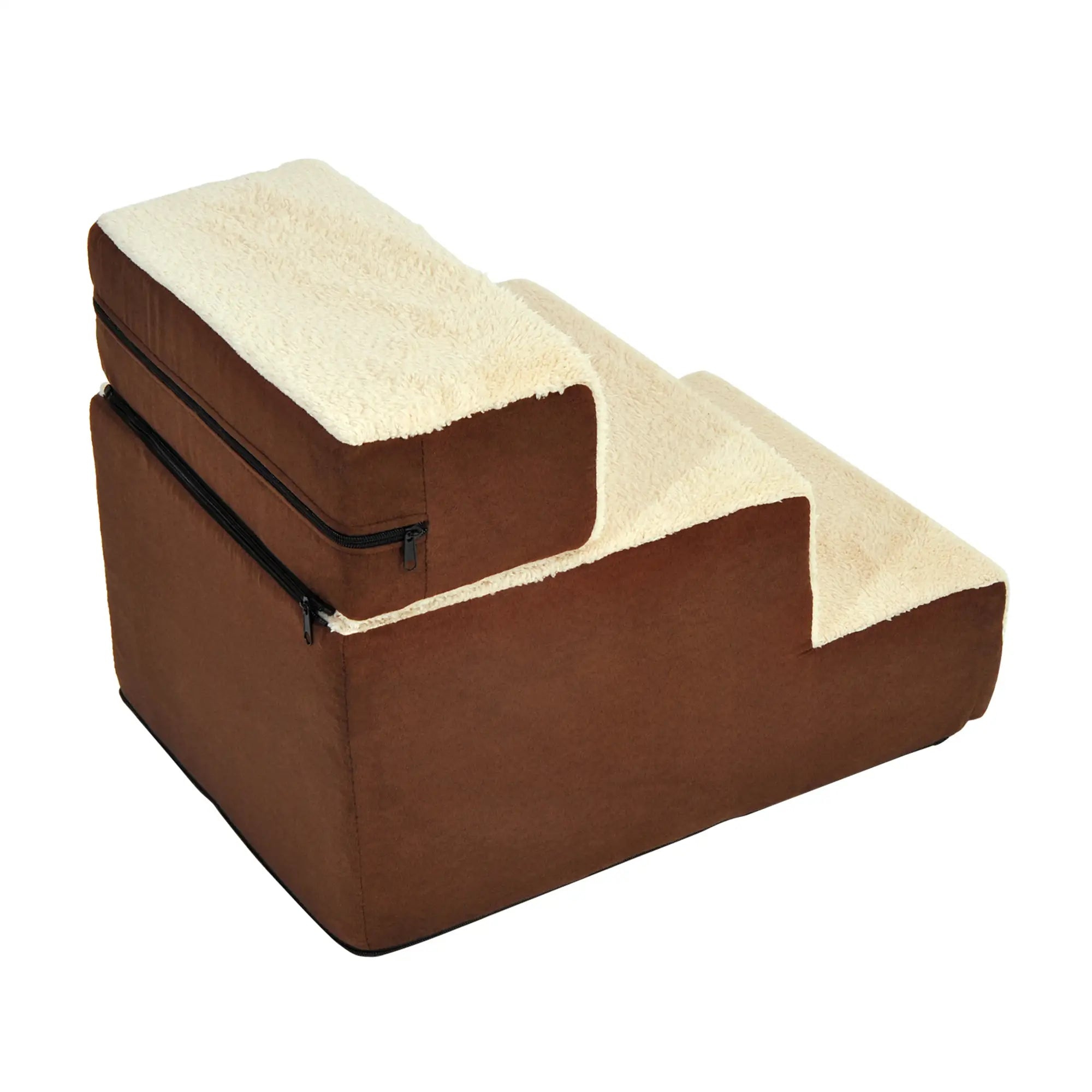 PawHut Hundetreppe mit abnehmbarer Stufe und Kuschelplüsch