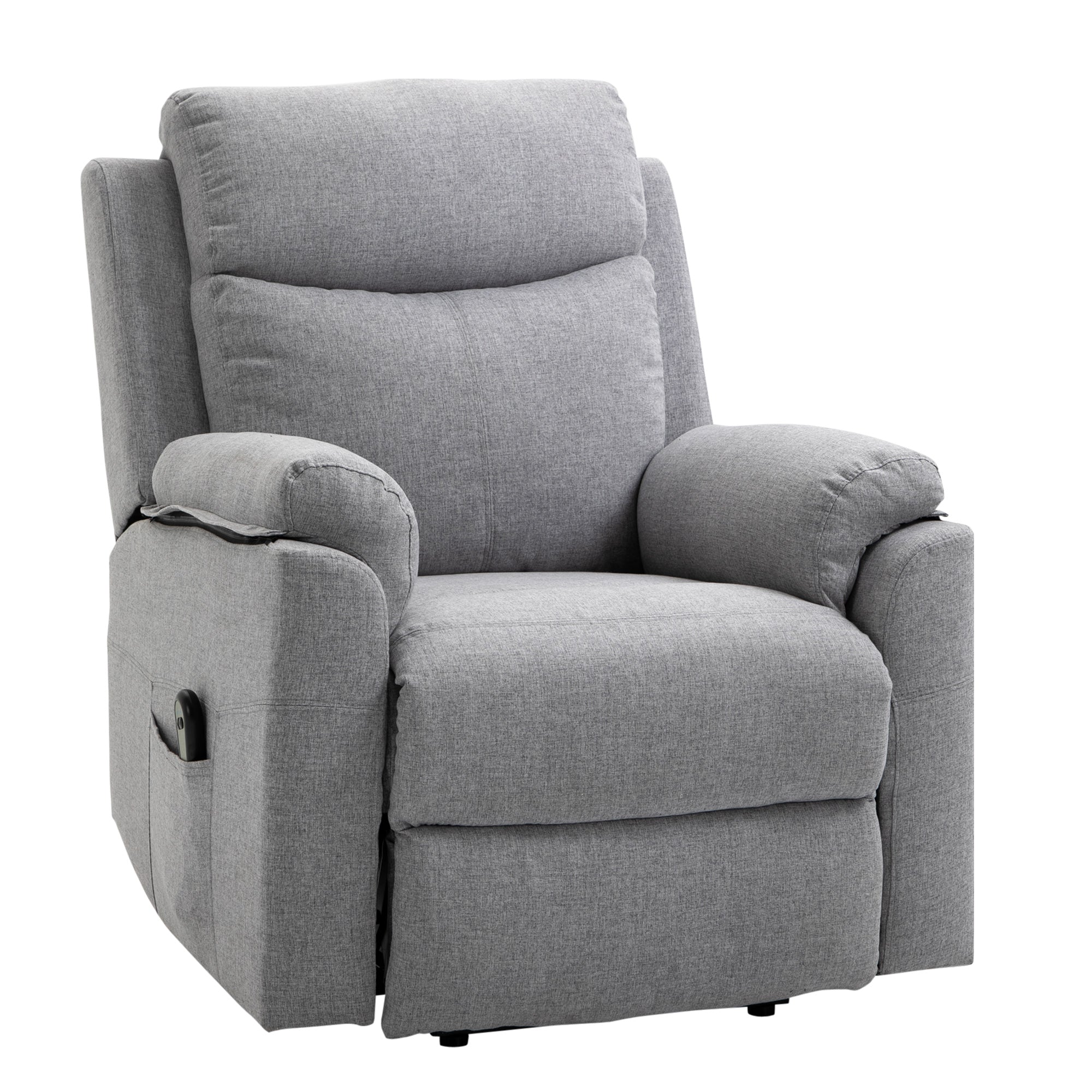 HOMCOM Relaxsessel mit Aufstehhilfe, elektrisch, Liegefunktion, Fernbedienung, Taschenfederkern, bis 120 kg, Grau
