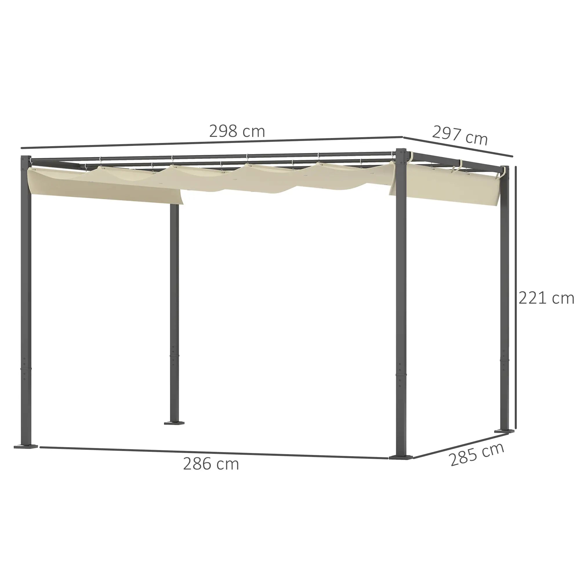 Outsunny Pergola 3x3?m Beige mit Schiebedach