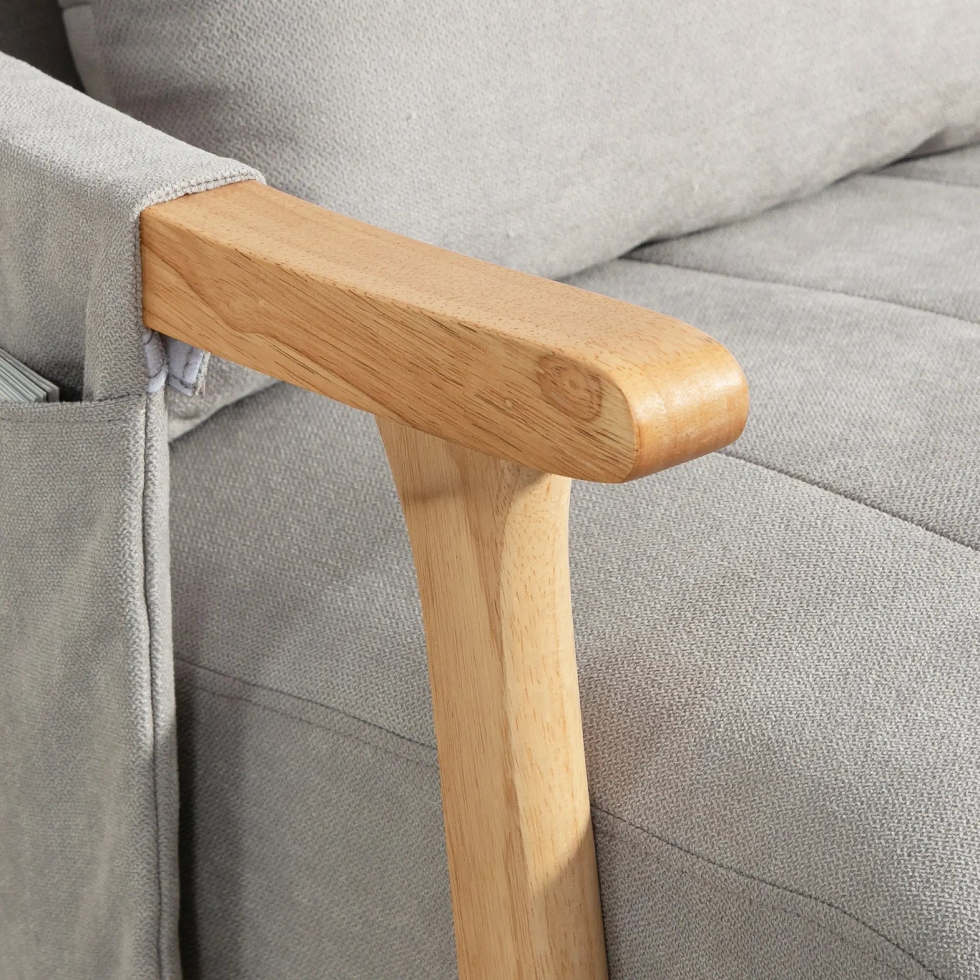 HOMCOM Schaukelstuhl mit Nierenkissen, breiter Sitz, Buchenrahmen, bis 120 kg, Grau