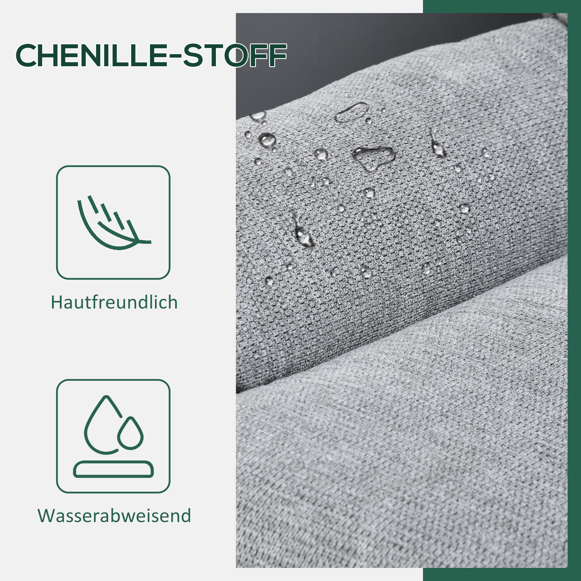 HOMCOM Drehsessel, 360-Grad-Drehung, Chenille-Stoff, integrierte Armlehnen, Stahlbeine, Grau, Schwarz