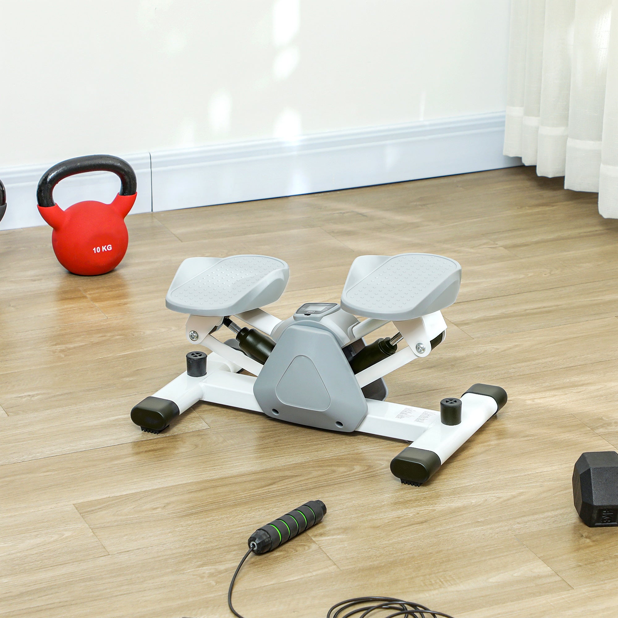 SPORTNOW Mini-Stepper, Step-Maschine für Workouts und Fitness-Übungen, mit LCD-Monitor und rutschfesten Pedalen, Grau