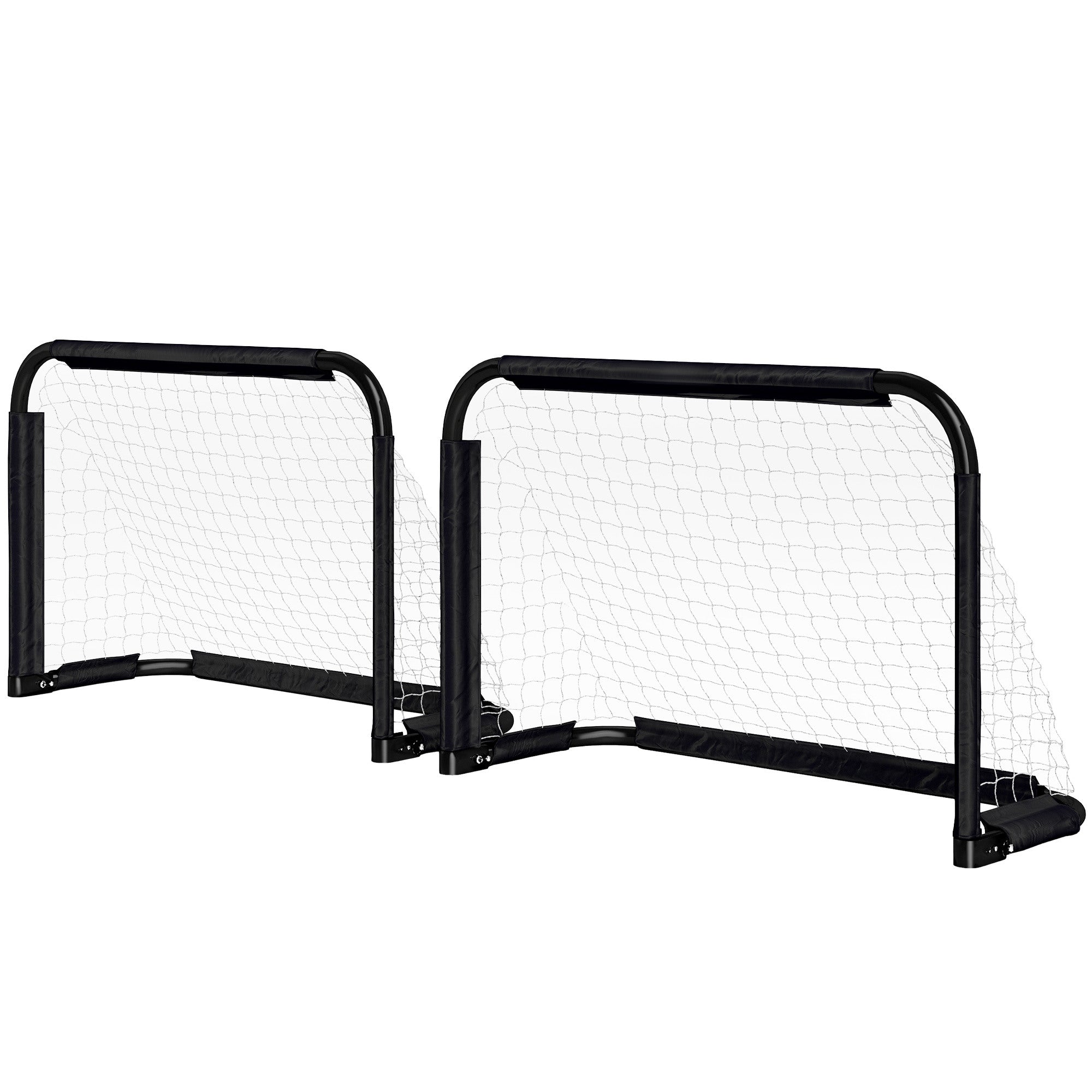 HOMCOM Fußballtor-Set, 2 klappbare Minitore, Metallrahmen, inkl. Werkzeug, 90 x 36 x 60 cm, Schwarz