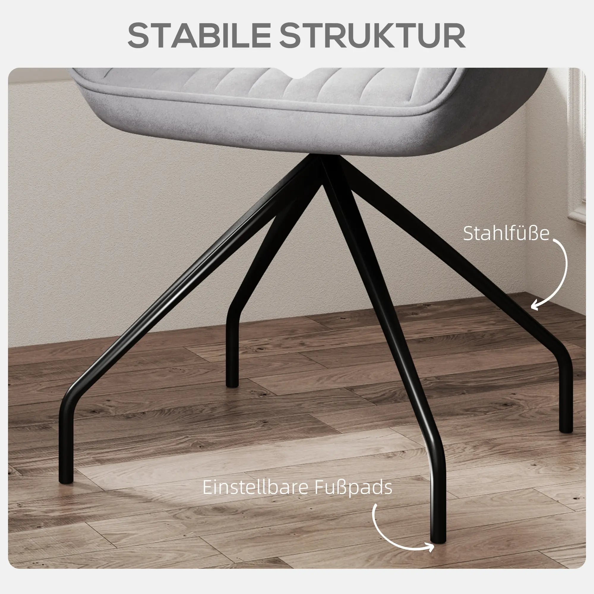 HOMCOM Drehbarer Armstuhl, Moderner Akzentsessel mit Metallbeinen für Wohnzimmer, Schlafzimmer, Büro, Grau