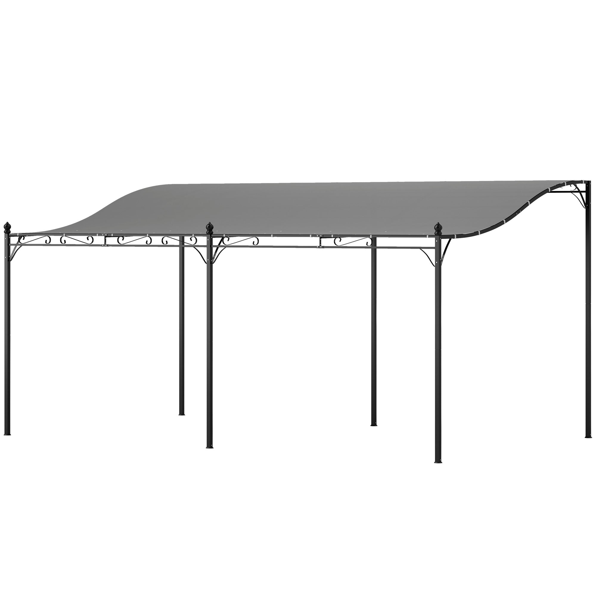 Outsunny 3 x 5 m Pergola, Flexibles Gartendach mit wasserfester Plane und Metallrahmen, Schattenspender, Dunkelgrau